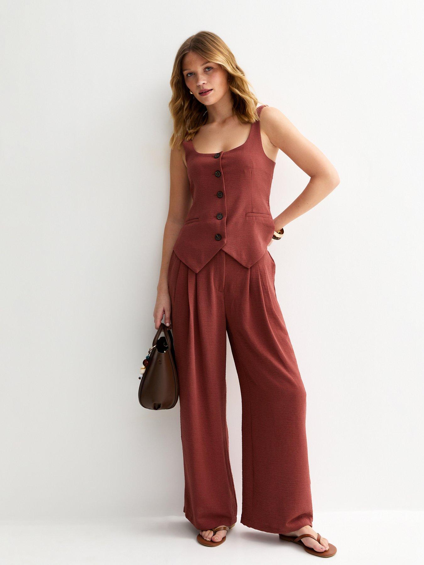  image of new-look-red-scoop-neck-button-up-waistcoat