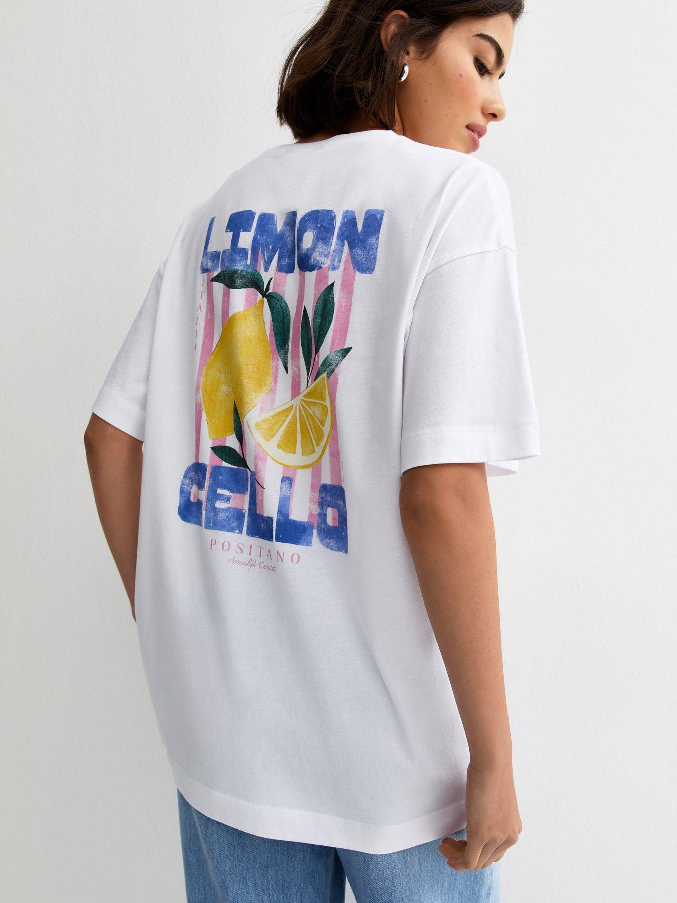 New Look Limoncello Print Oversized T-Shirt - White