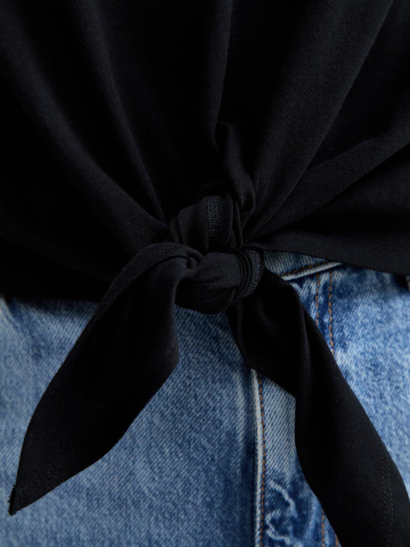  image of new-look-tie-front-t-shirt-black