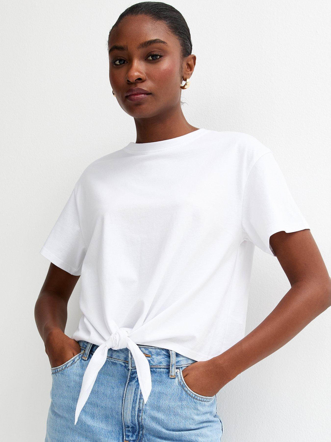 New Look Cotton Tie Front T-Shirt - White