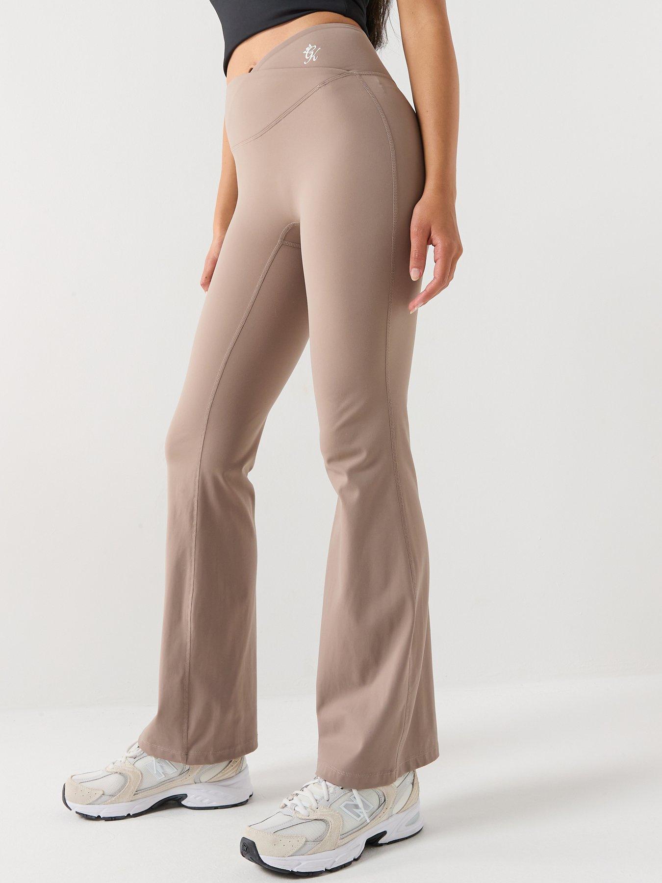 Gym King Womens 365 Wrap Over Flared Yoga Legging - Brown