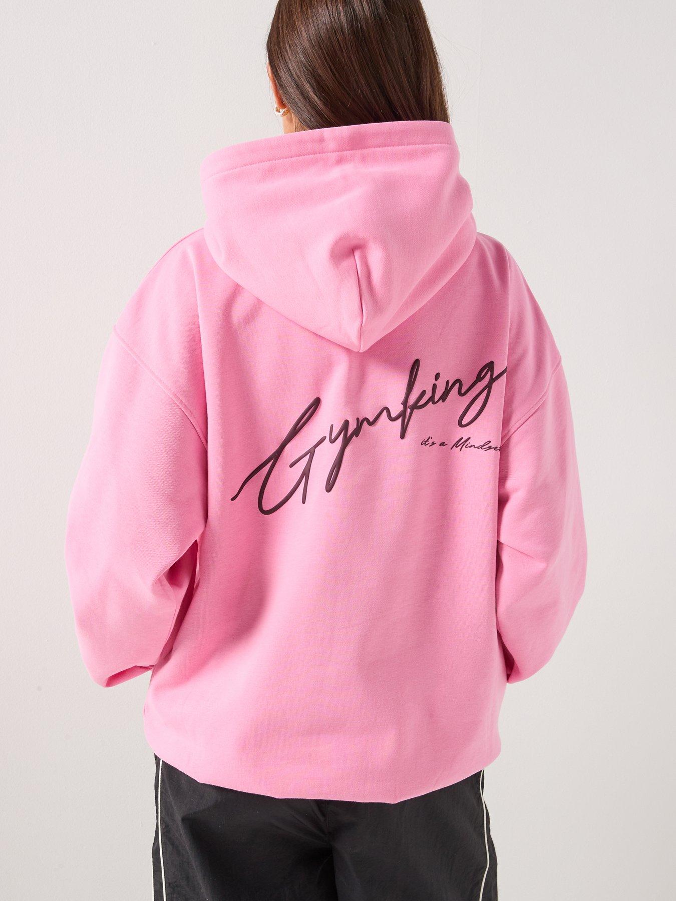 Image 1 of 6 of Gym King Womens Script Mindset Hoodie - Pink
