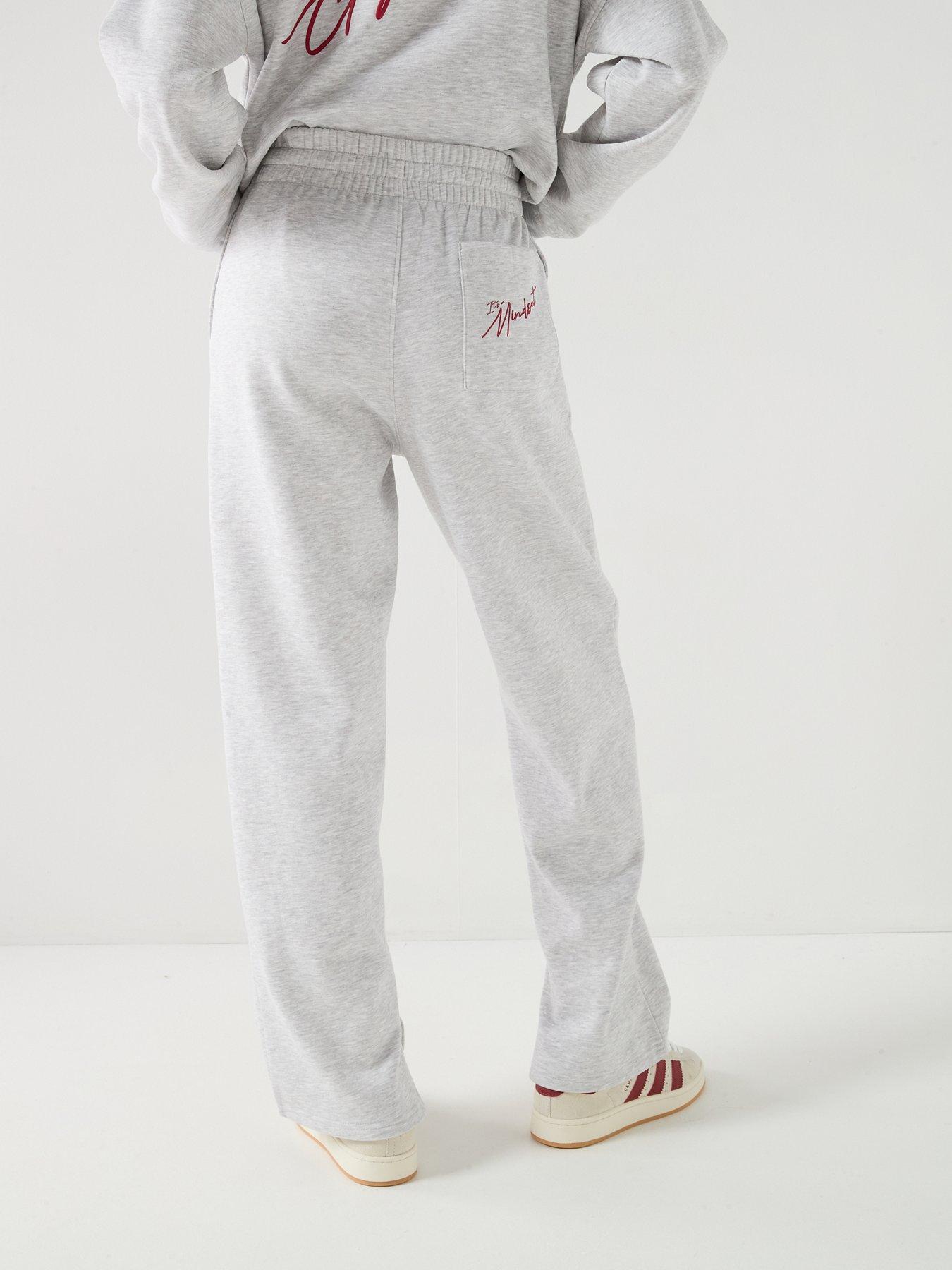  image of gym-king-womens-script-mindset-straight-leg-joggers-grey