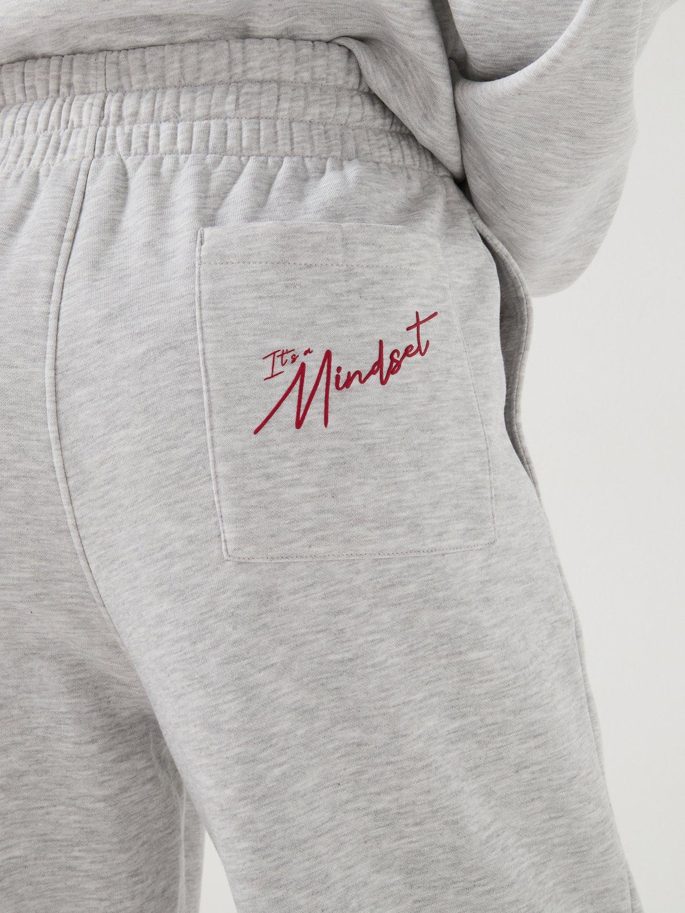  image of gym-king-womens-script-mindset-straight-leg-joggers-grey