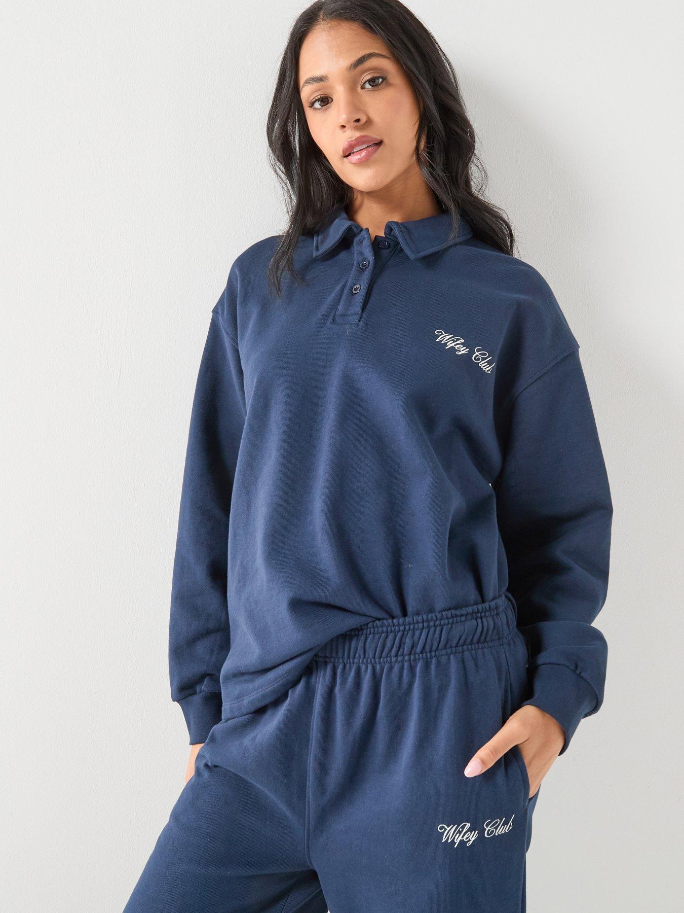 Six Stories Wifey Club Polo Top - Navy