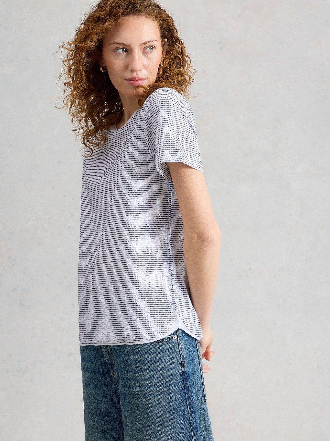 Image 1 of 6 of White Stuff Clara Texture Short Sleeve Tee - White