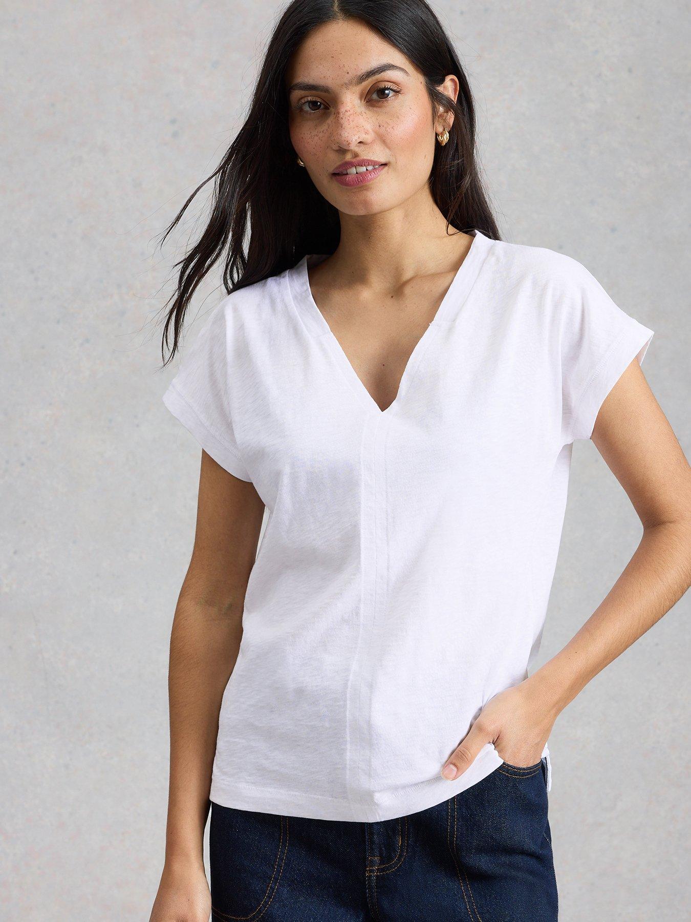 White Stuff Neve V Neck T-Shirt - White