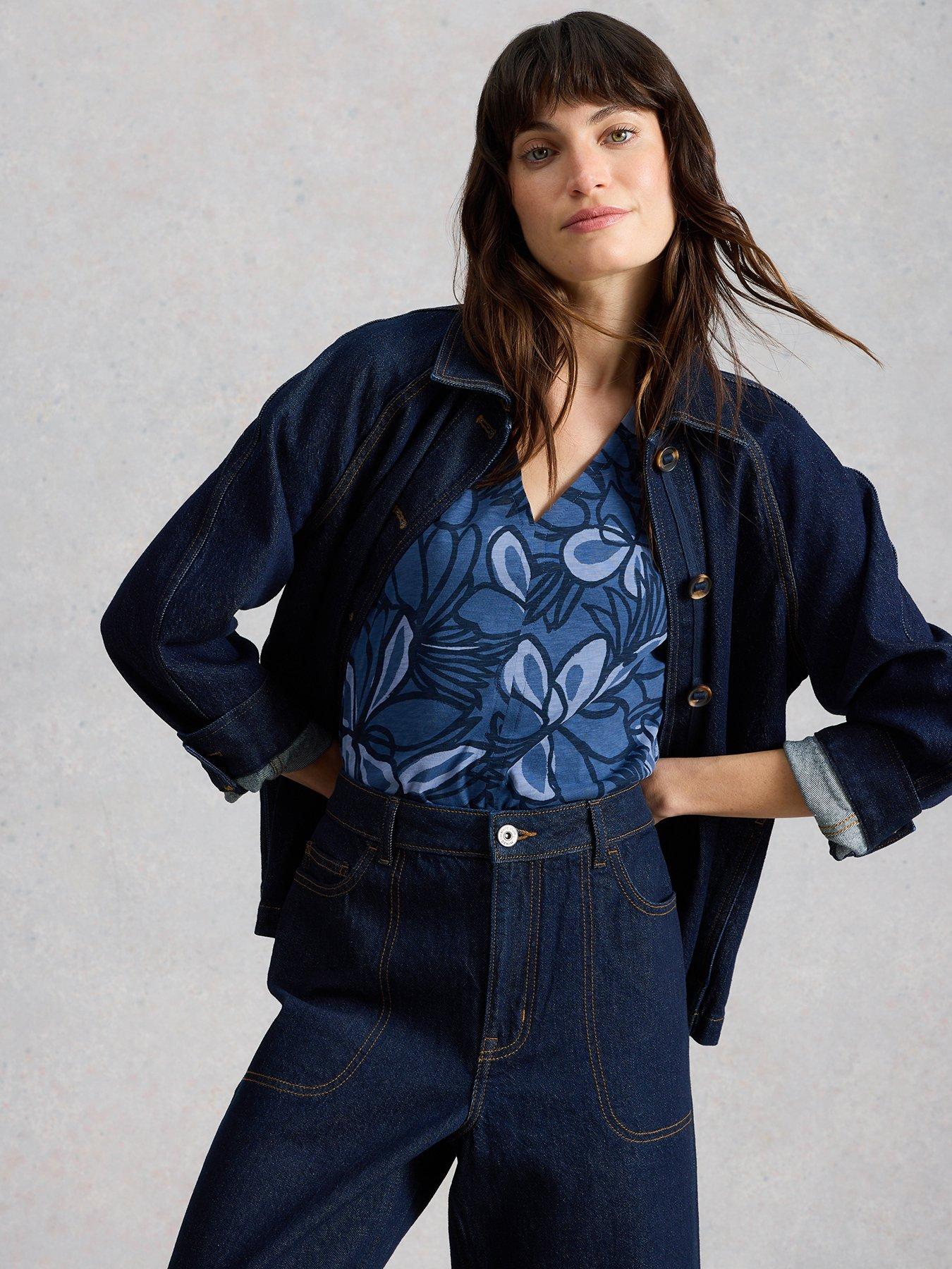  image of white-stuff-neve-v-neck-t-shirt-blue