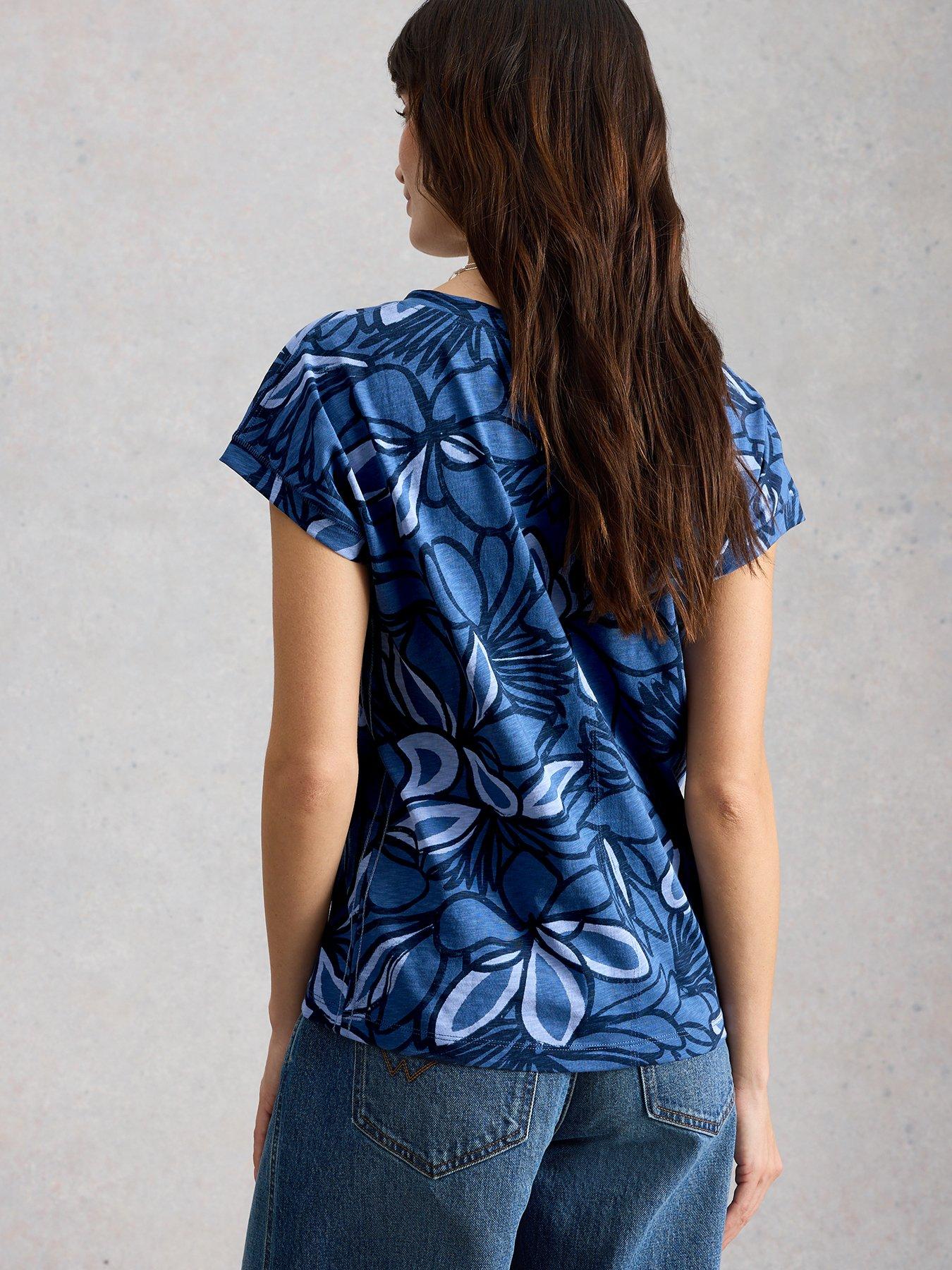 Image 2 of 6 of White Stuff Nelly Notch Neck T-Shirt - Blue