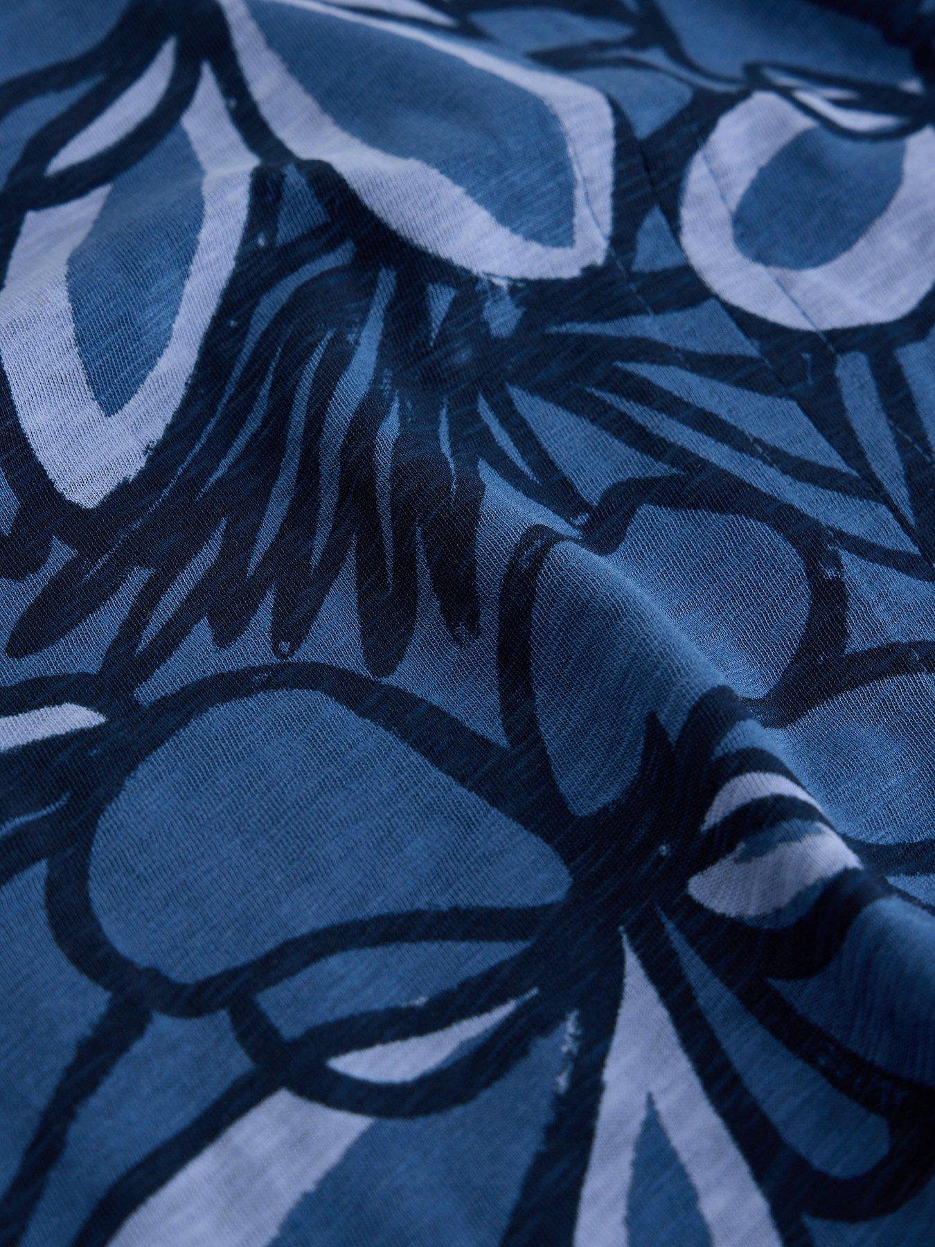 Image 6 of 6 of White Stuff Nelly Notch Neck T-Shirt - Blue