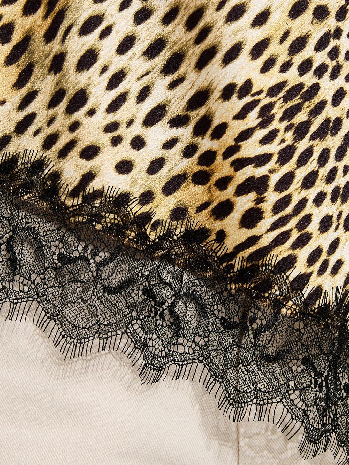 Image 6 of 6 of New Look Animal Print Asymmetric Hem Halterneck Top - Brown