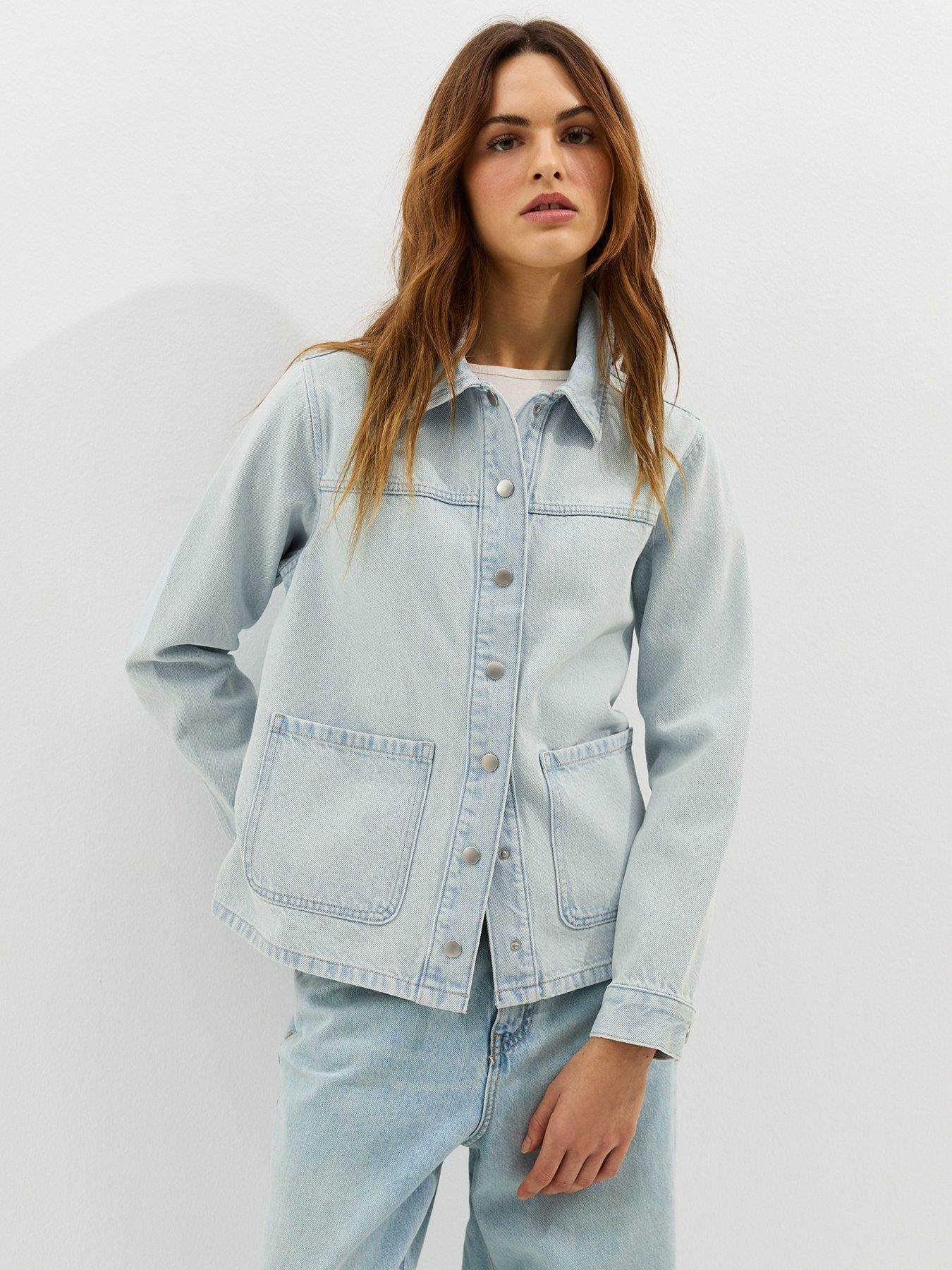 New Look Faded Denim Shacket - Light Blue
