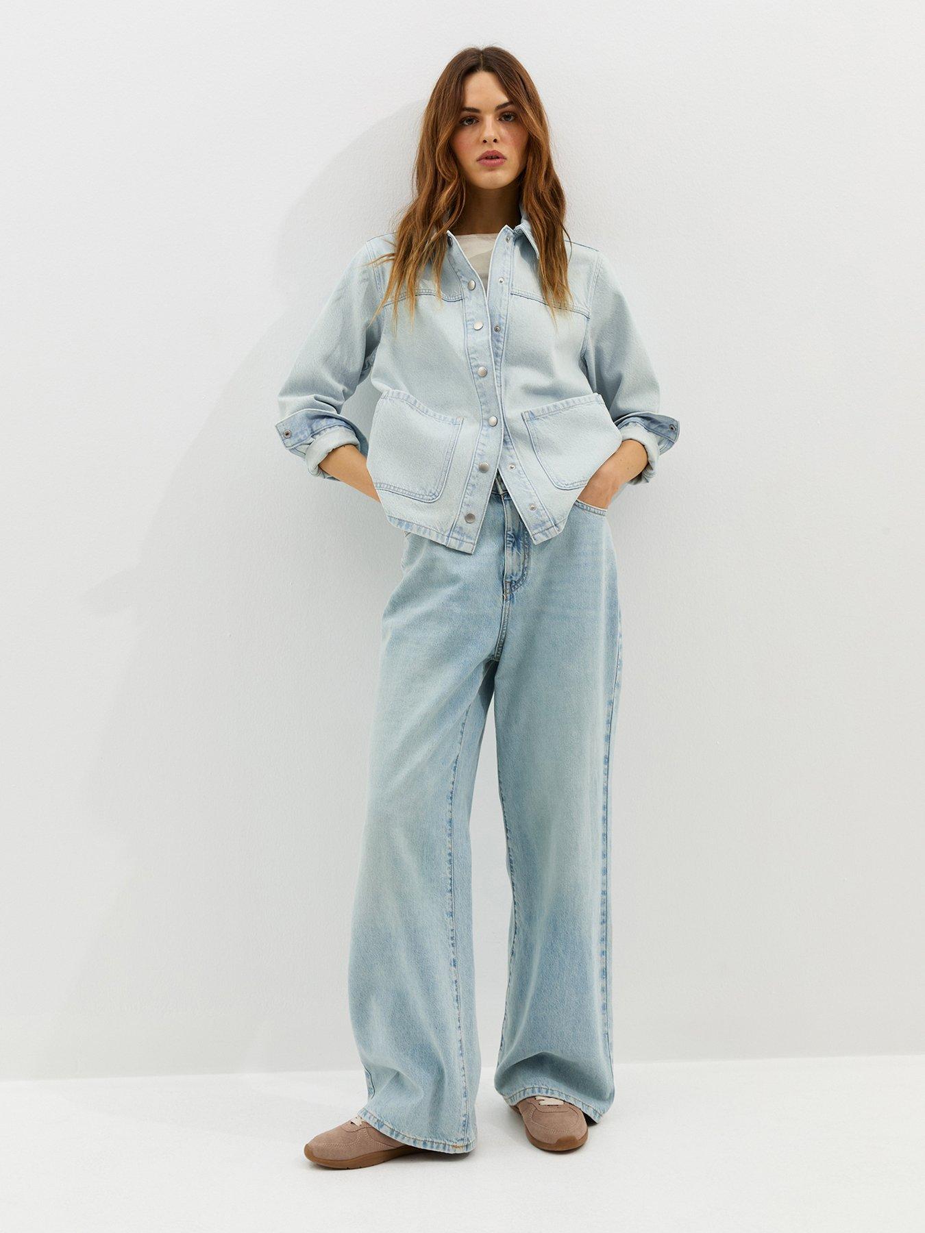  image of new-look-faded-denim-shacket-light-blue