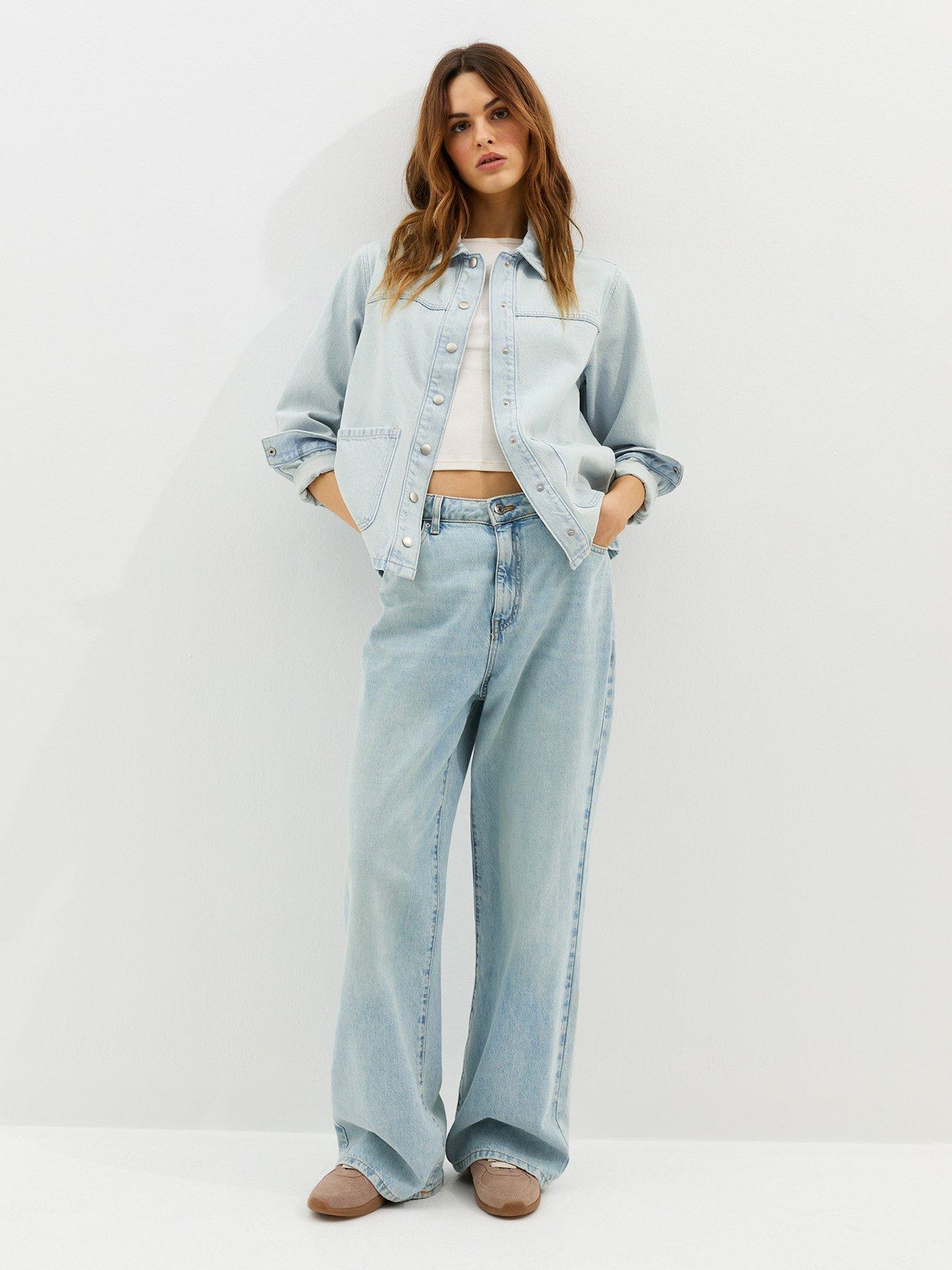  image of new-look-faded-denim-shacket-light-blue
