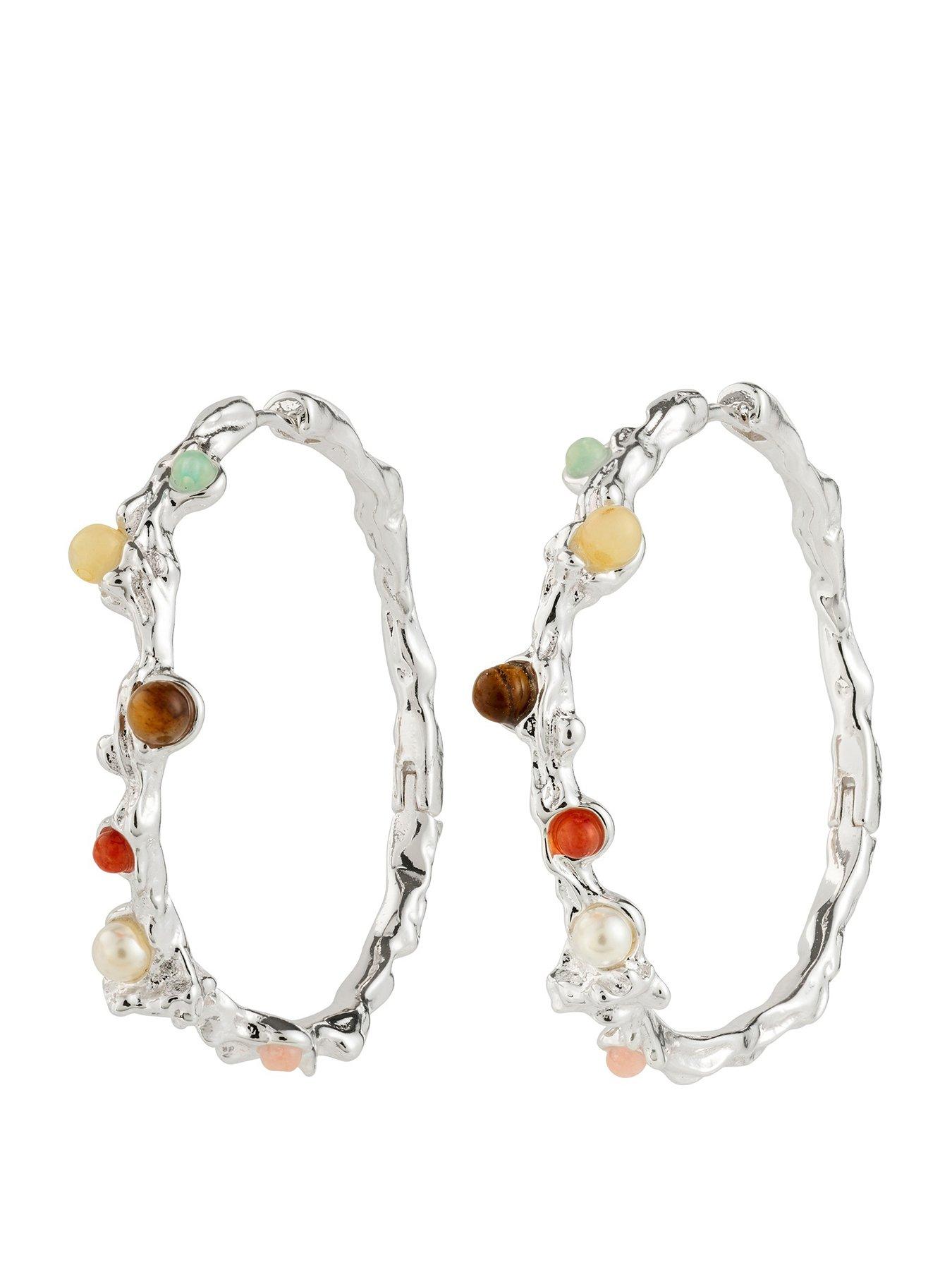 Image 1 of 5 of Pilgrim IRIS hoop earrings silver-plated