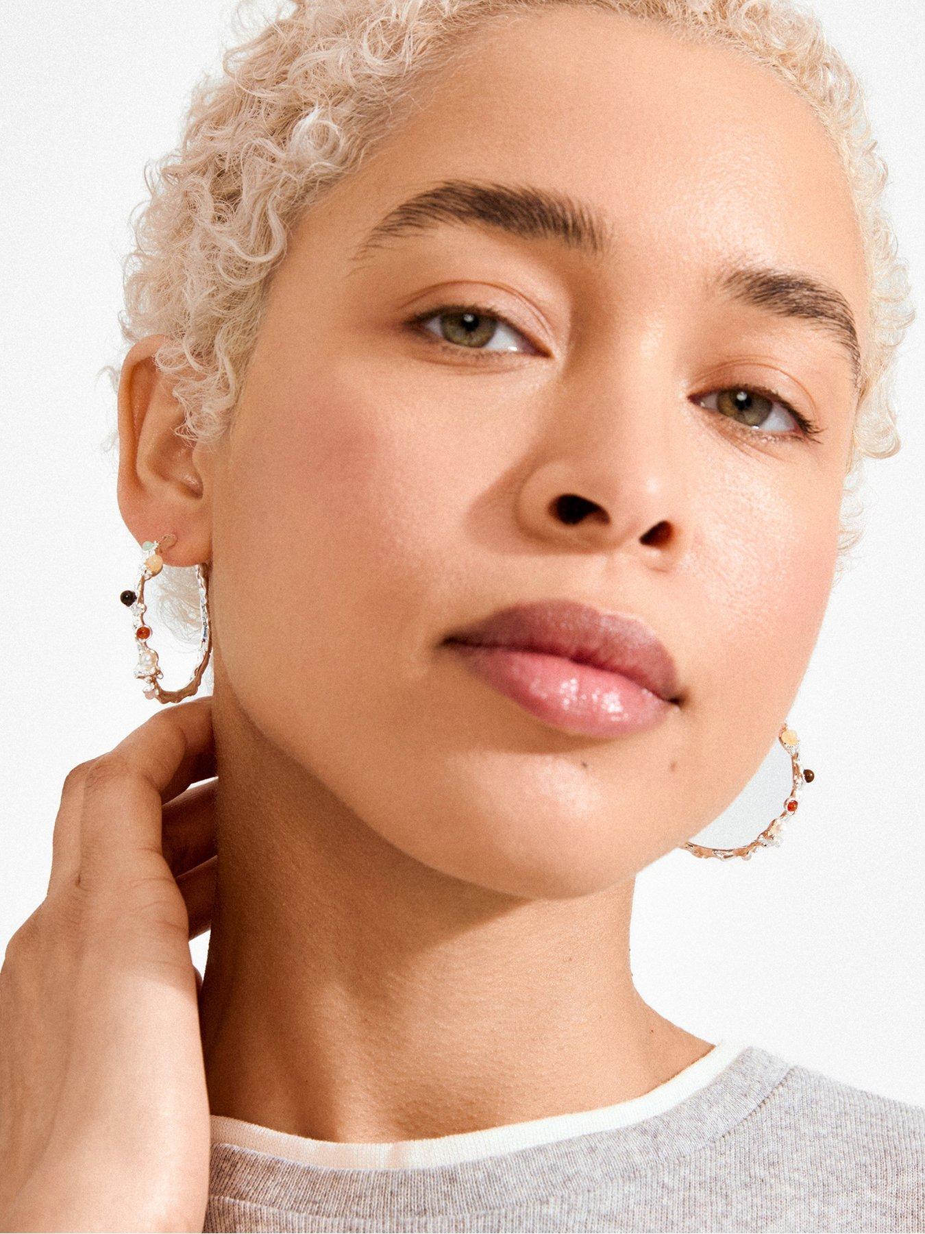 Image 4 of 5 of Pilgrim IRIS hoop earrings silver-plated
