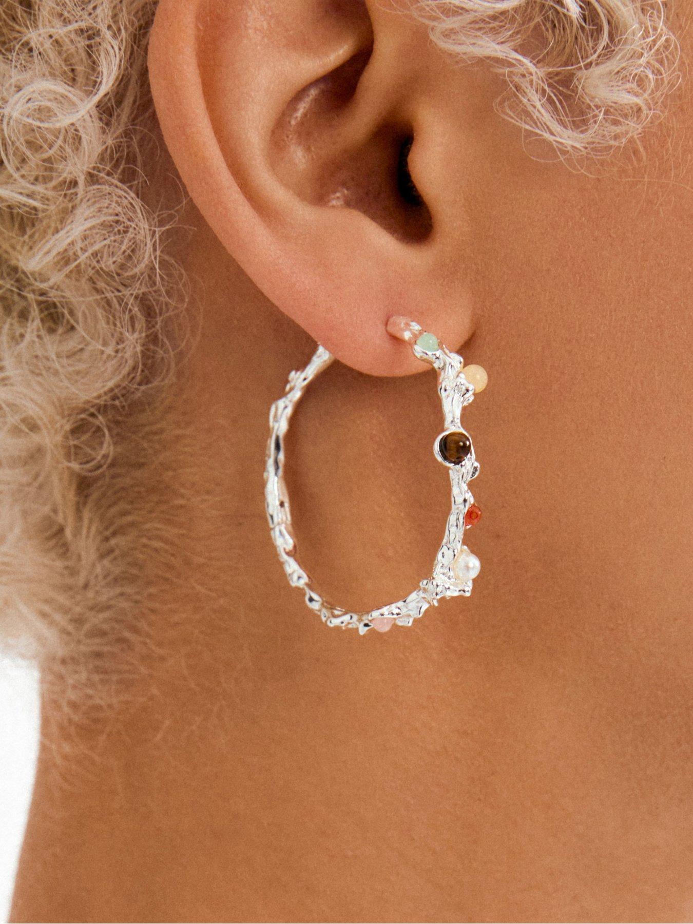 Image 5 of 5 of Pilgrim IRIS hoop earrings silver-plated