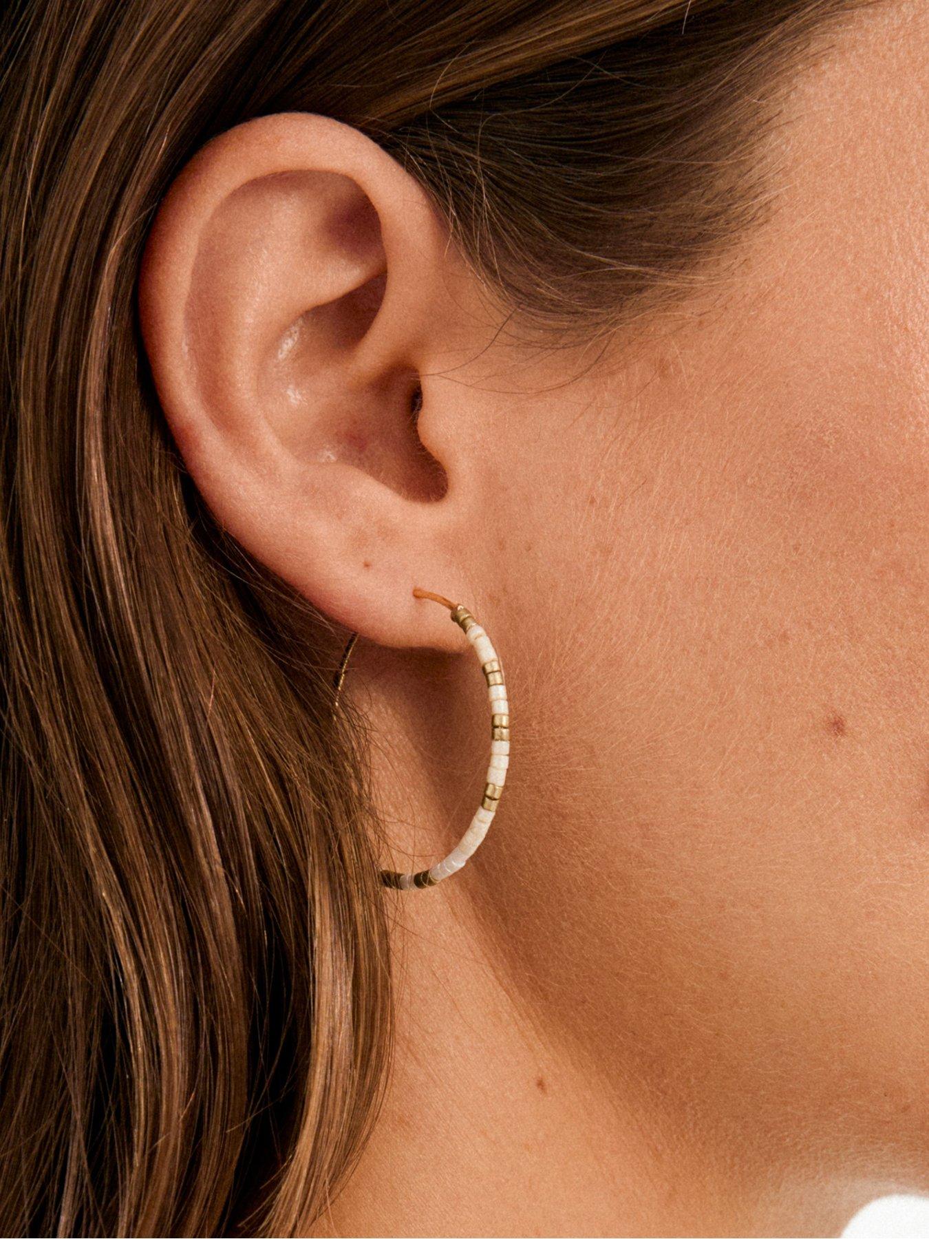 Image 3 of 3 of Pilgrim ALISON earrings white, gold-plated
