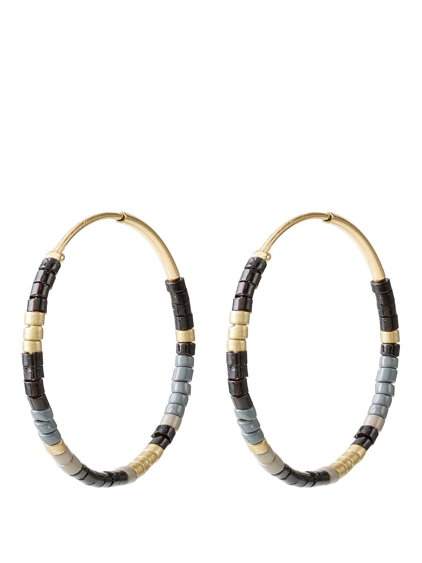  image of pilgrim-alison-earrings-black-gold-plated
