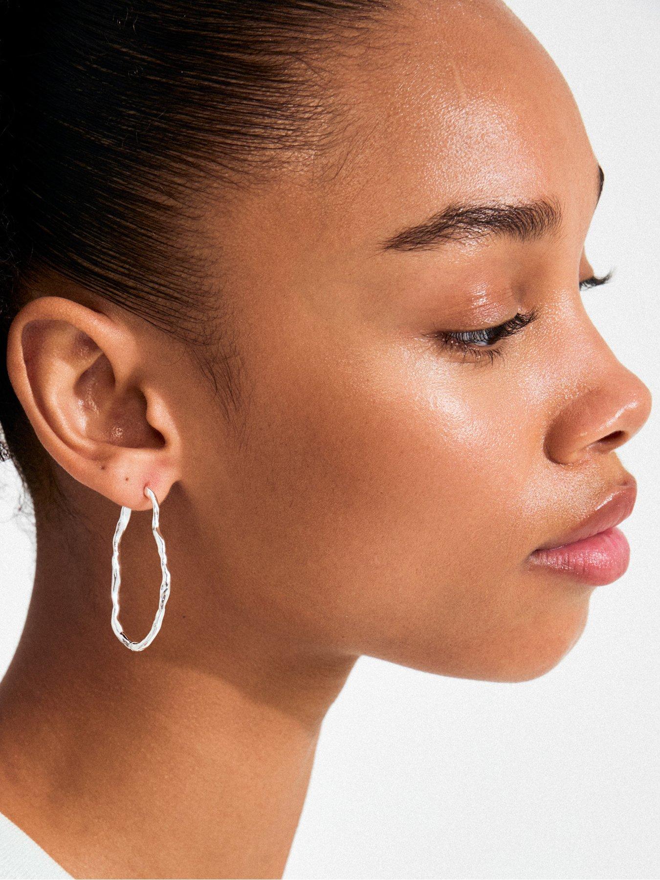 Image 3 of 4 of Pilgrim TIMBER hoop earrings silver-plated