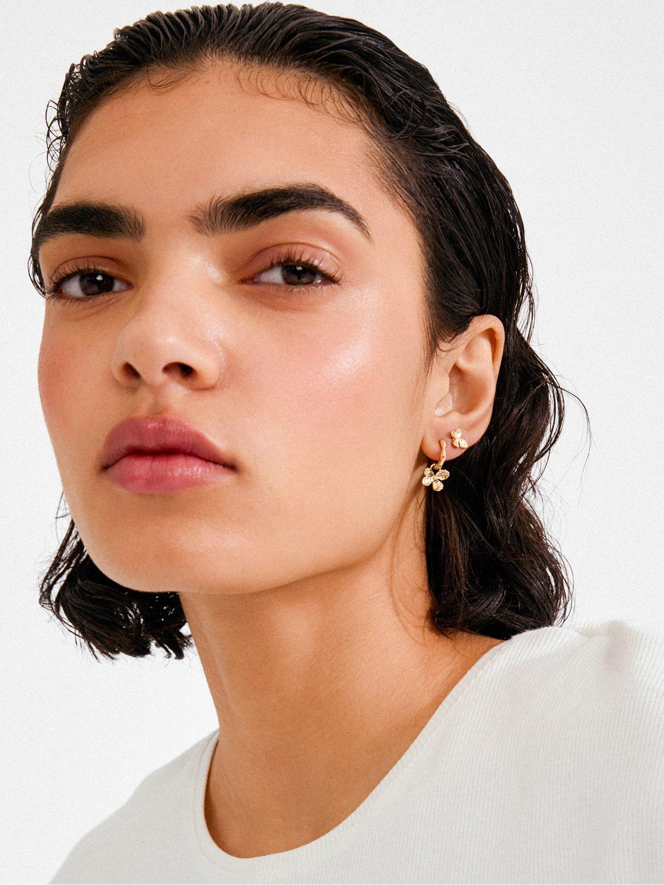 Pilgrim AJANI earrings 2-in-1 set, gold-plated