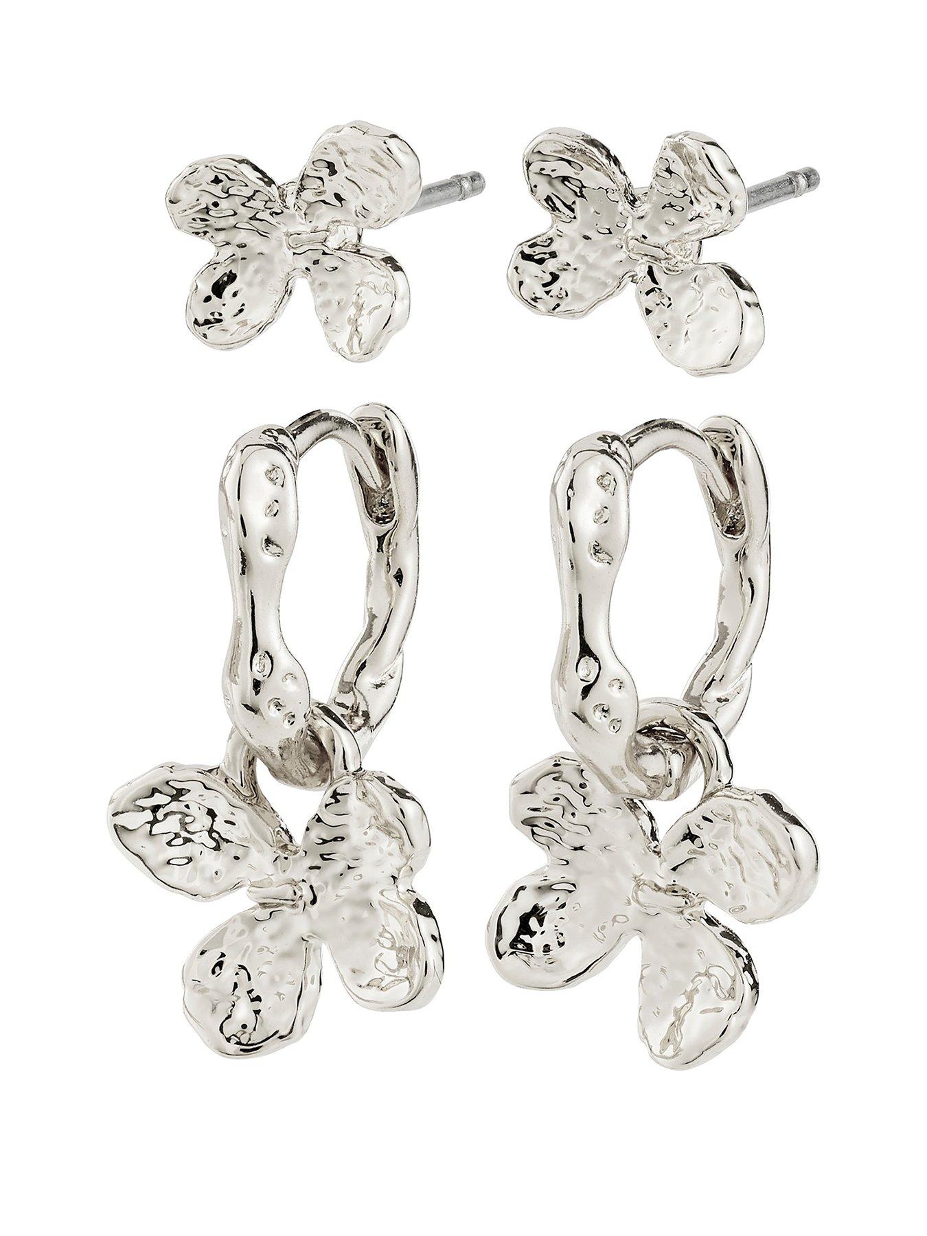 image of pilgrim-ajani-earrings-2-in-1-set-silver-plated