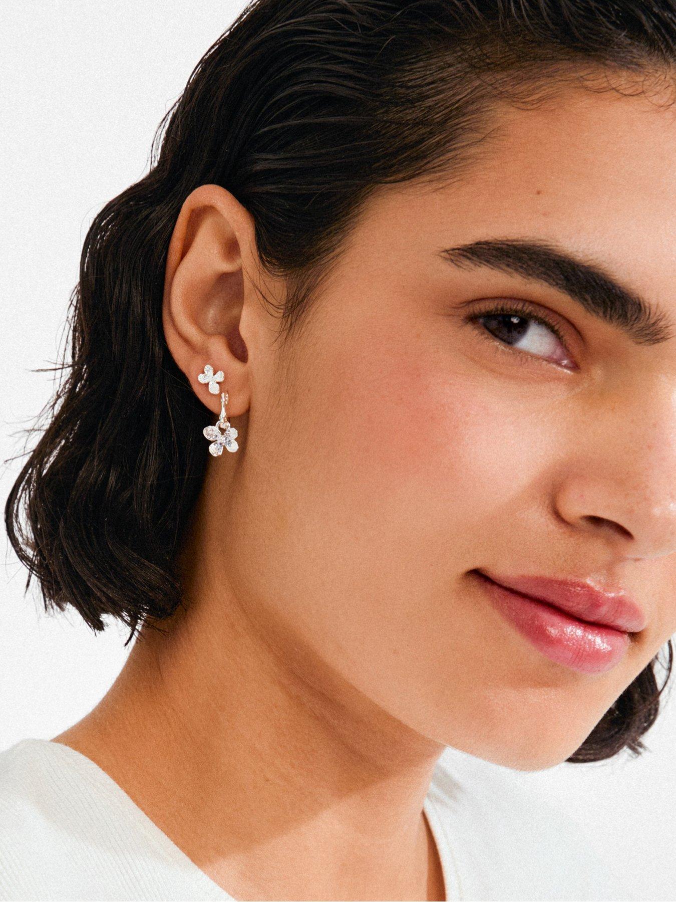  image of pilgrim-ajani-earrings-2-in-1-set-silver-plated