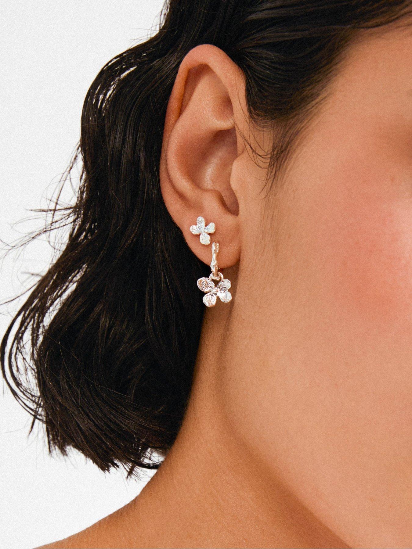  image of pilgrim-ajani-earrings-2-in-1-set-silver-plated