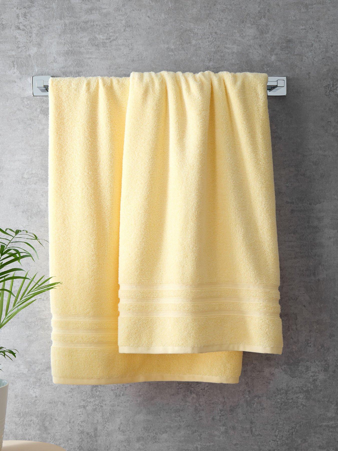 Catherine Lansfield Zero Twist 100% Cotton Bathsheet Pair 90 X 140 Yellow