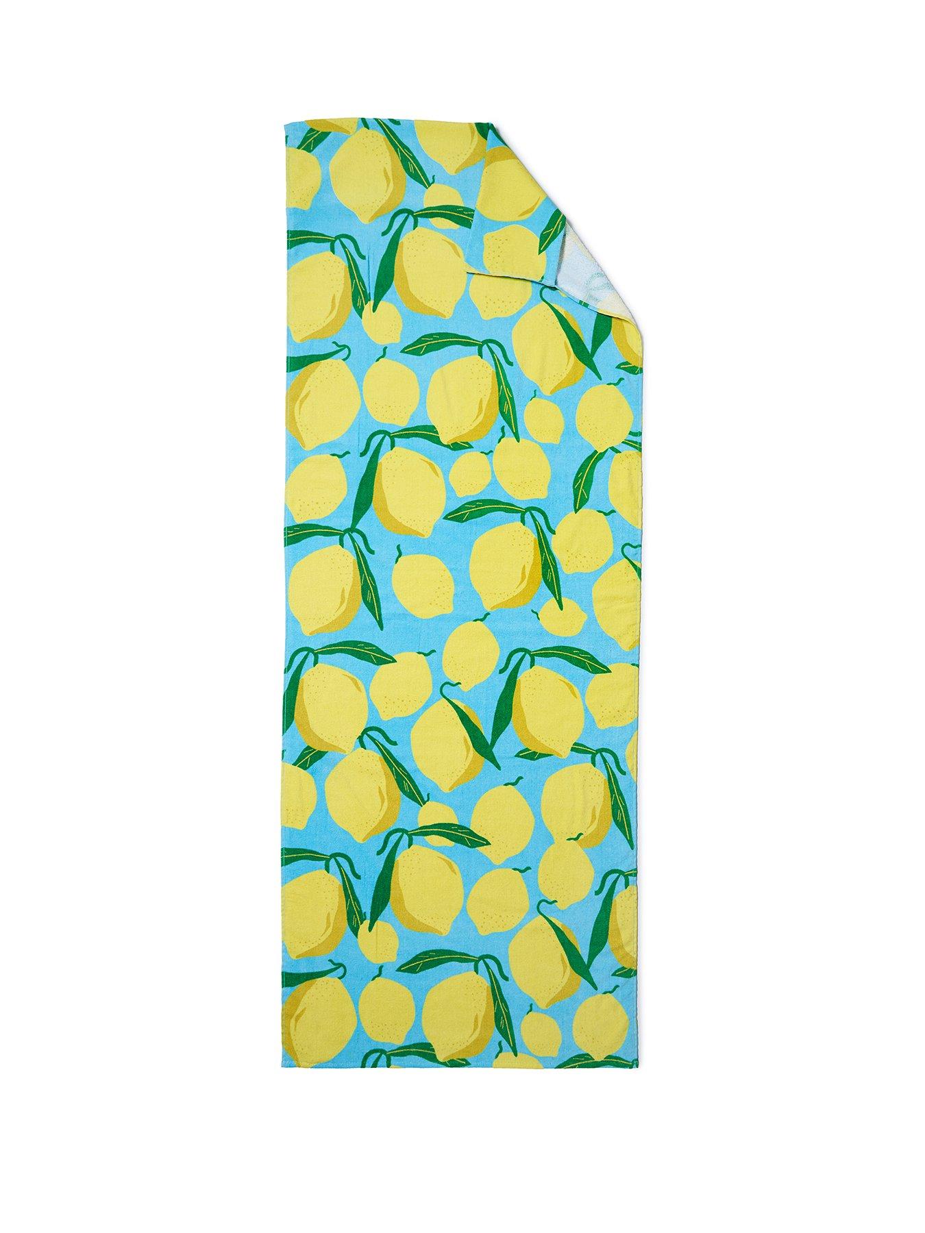 Image 2 of 4 of Catherine Lansfield Lemons Lounger 100% Cotton Sun Lounger Beach Towel Aqua
