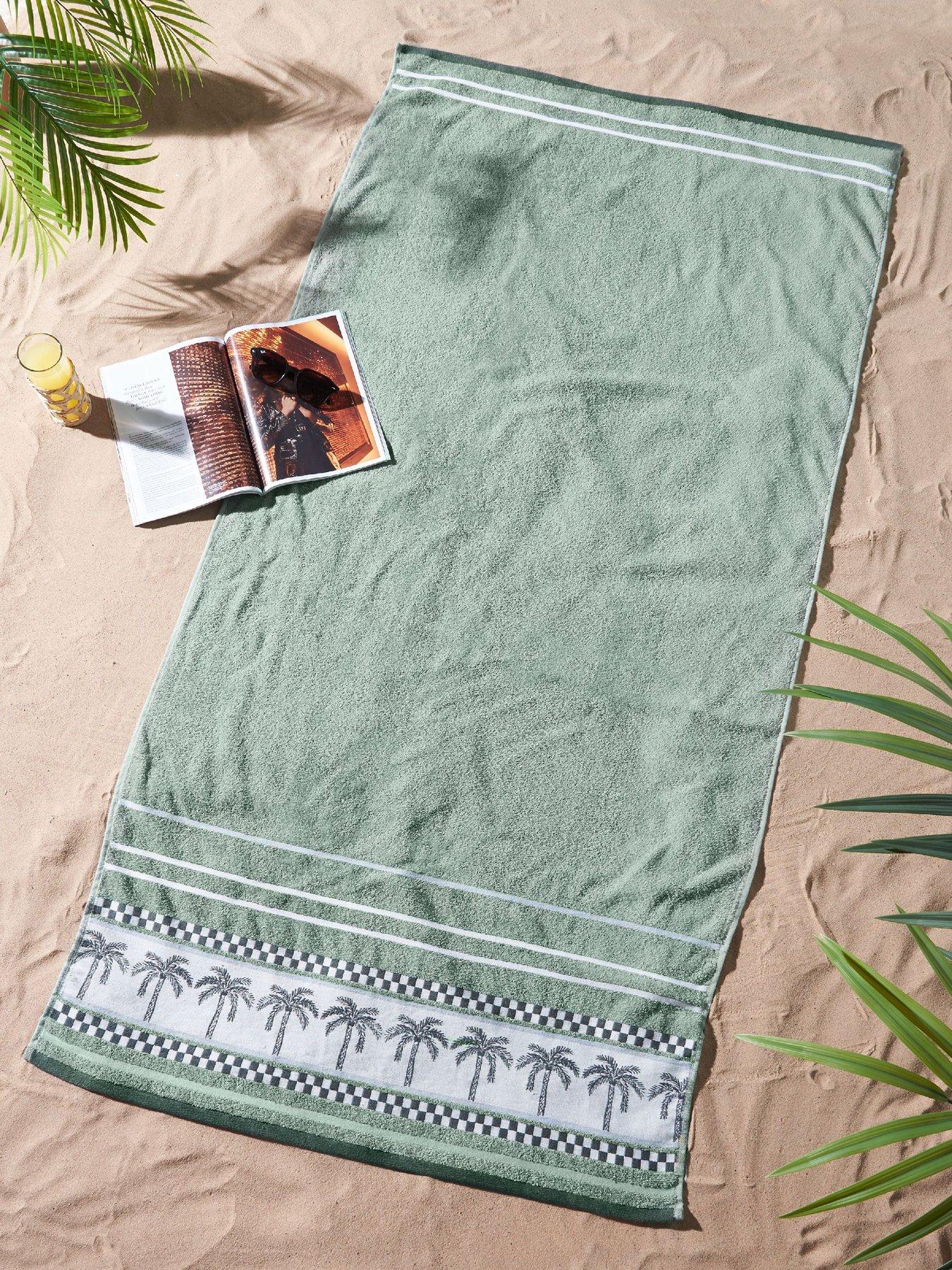 Catherine Lansfield Palm Trees 100% Cotton Beach Towel Xl Green