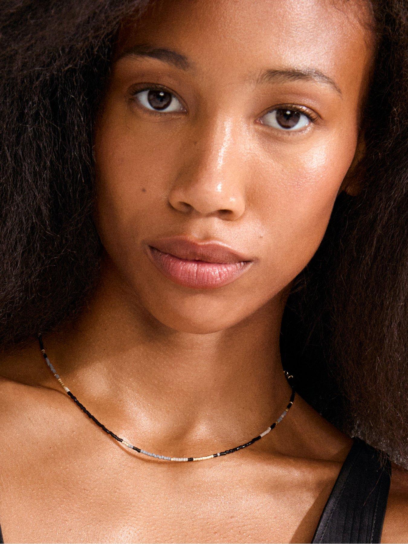  image of pilgrim-alison-necklace-black-gold-plated