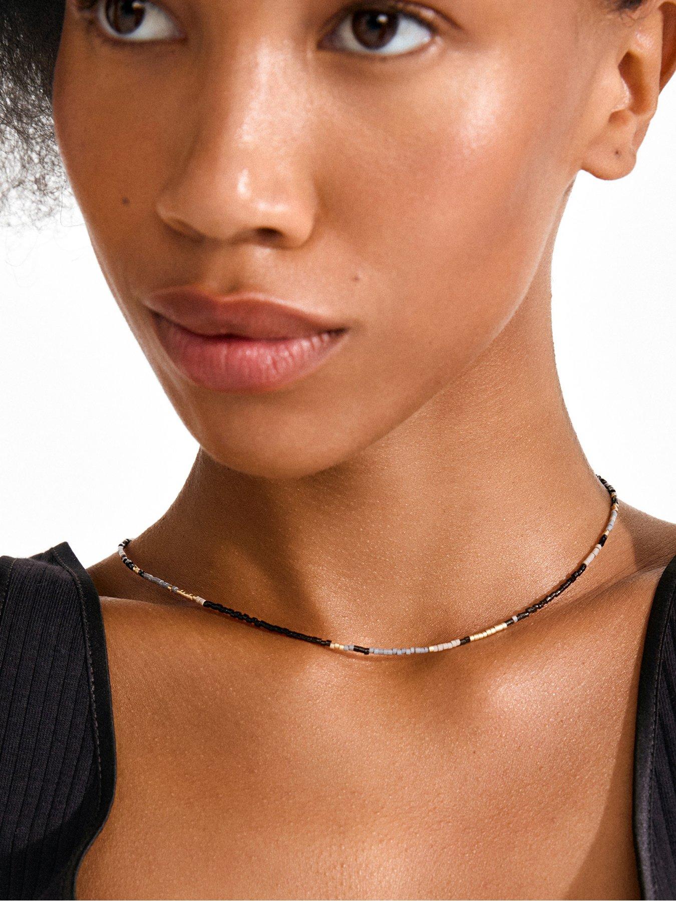  image of pilgrim-alison-necklace-black-gold-plated