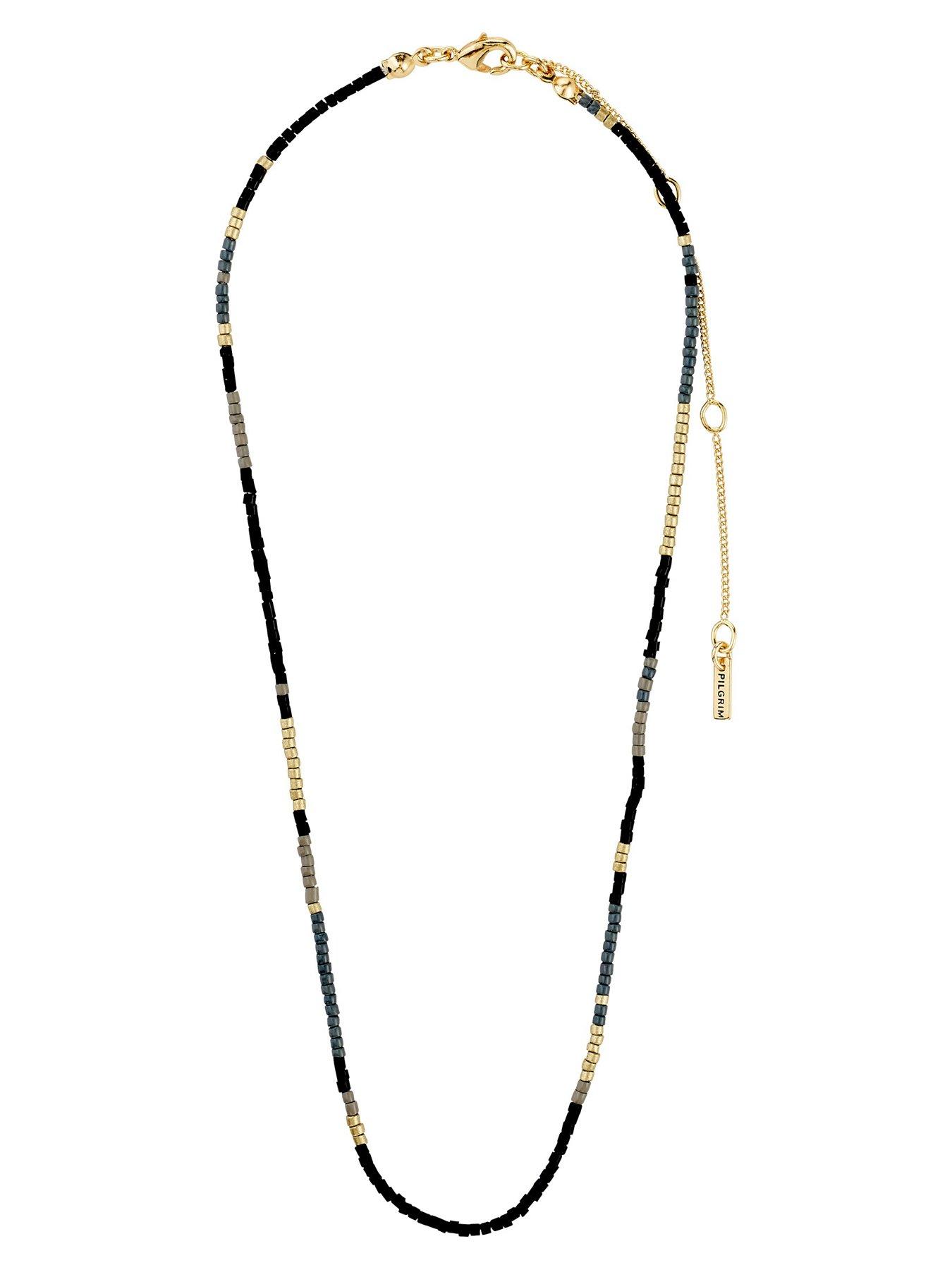  image of pilgrim-alison-necklace-black-gold-plated