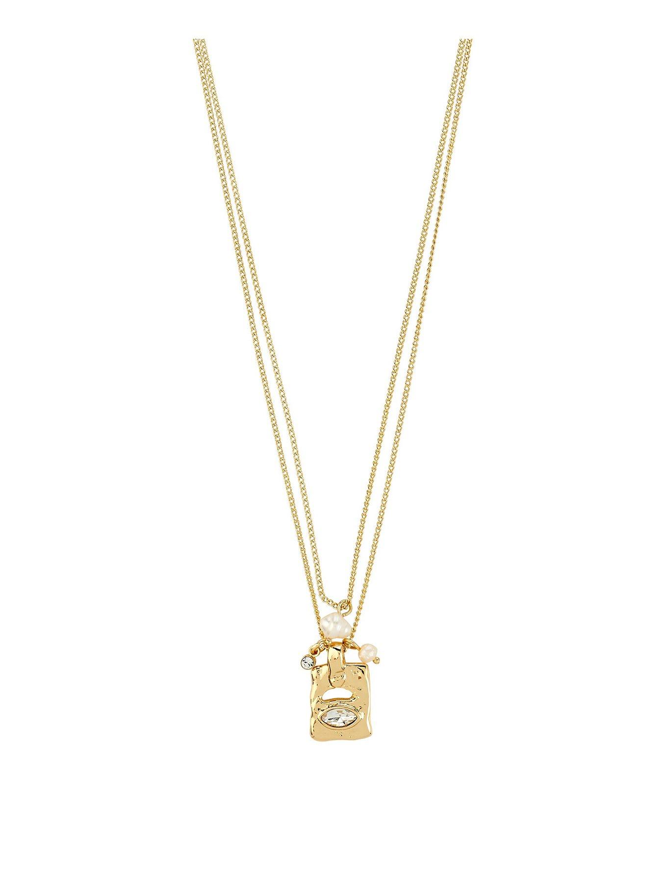 Pilgrim FIRE necklace 2-in-1 set, gold-plated