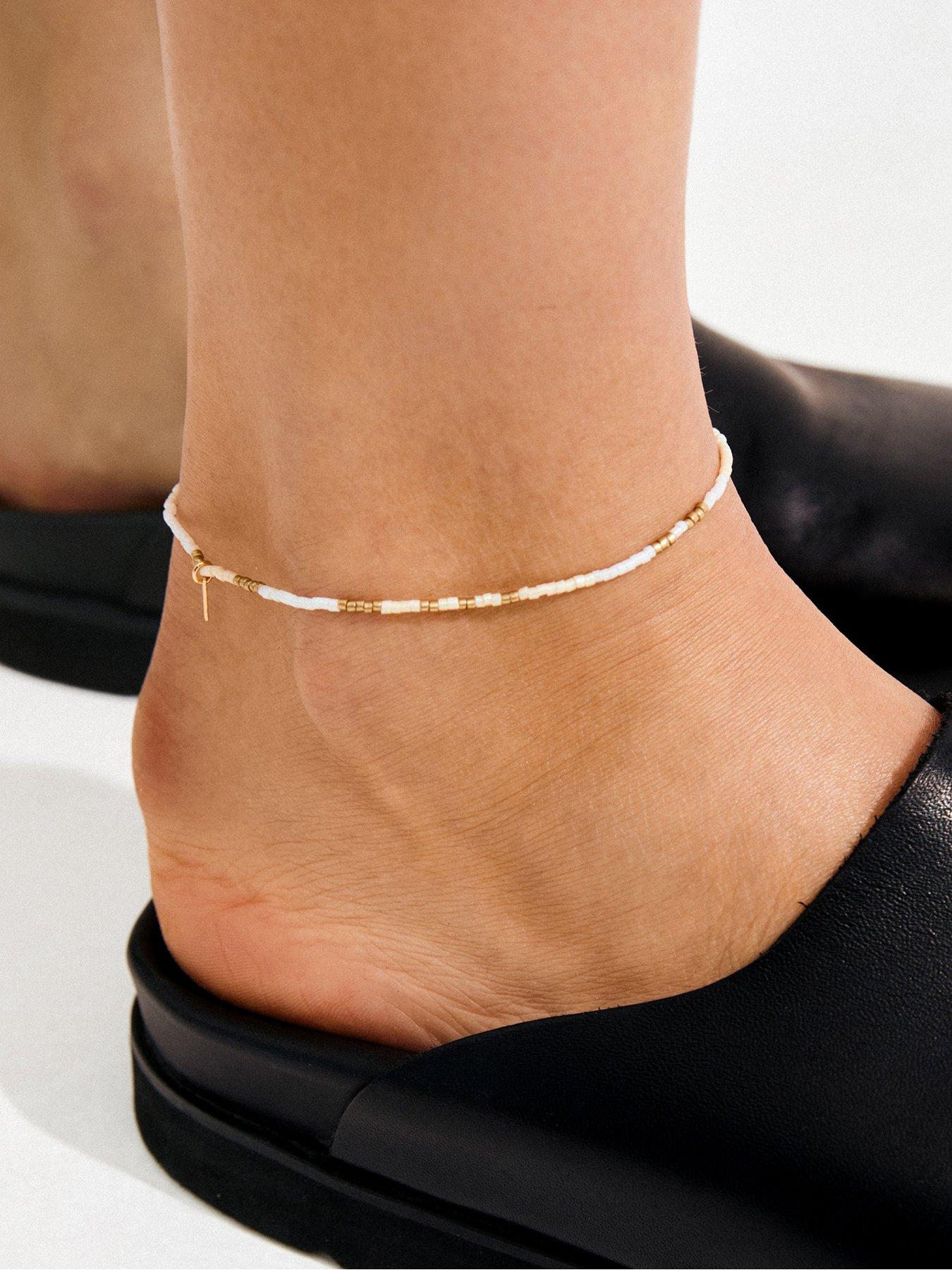  image of pilgrim-alison-ankle-chain-white-gold-plated