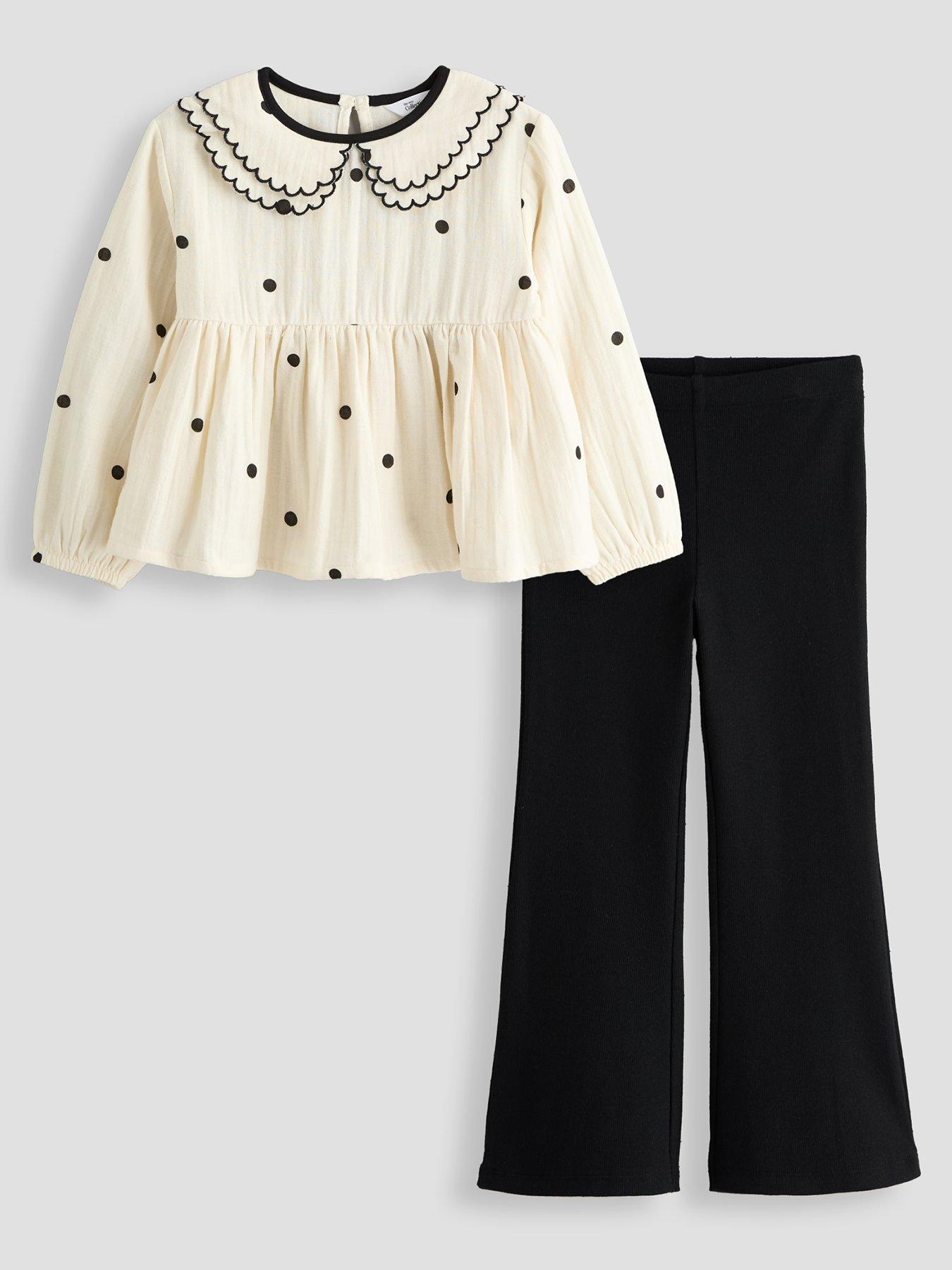 The Very Collection Girls Collar Blouse And Flare Rib Legging Set - Print