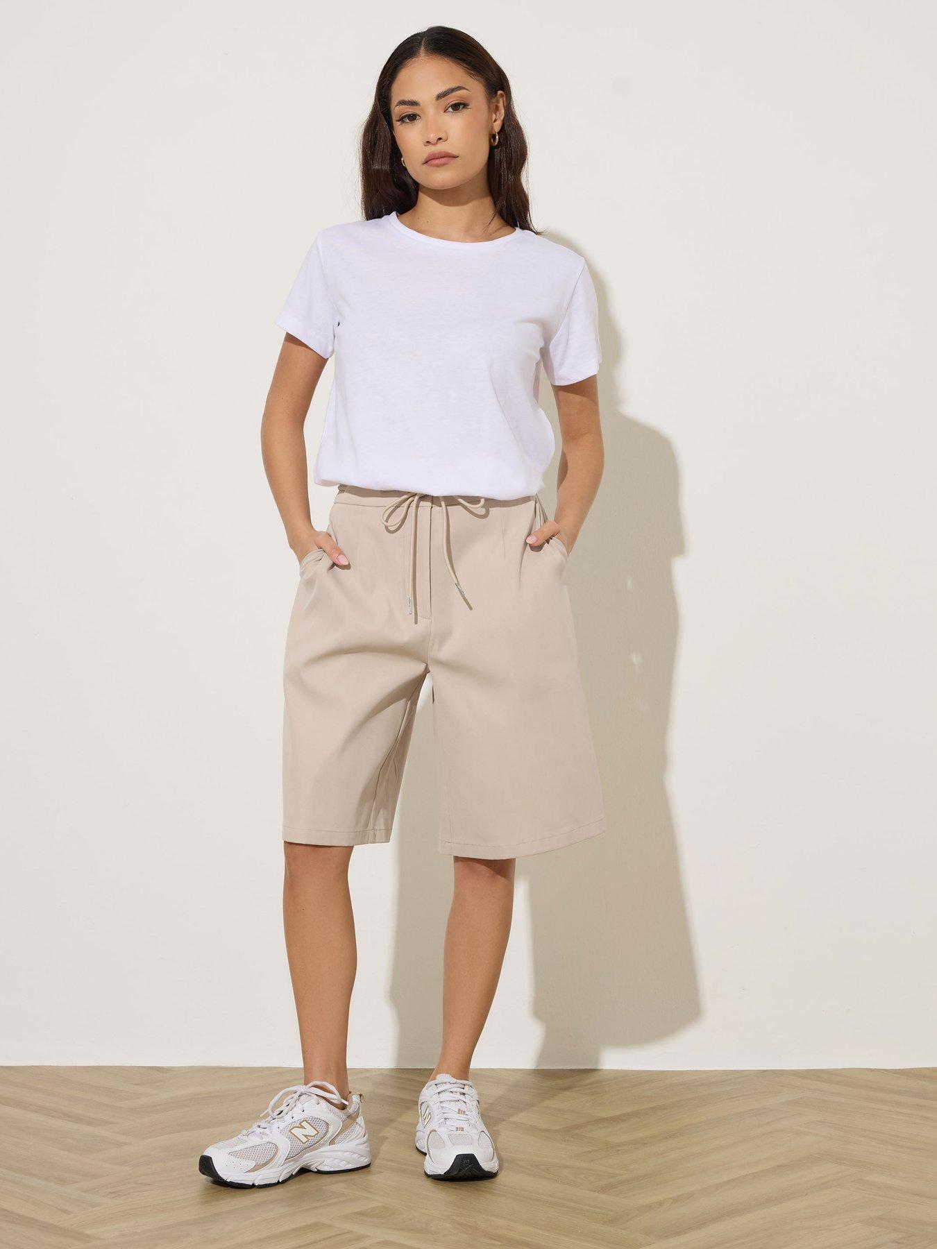  image of pixiegirl-petite-drawstring-jorts-cream