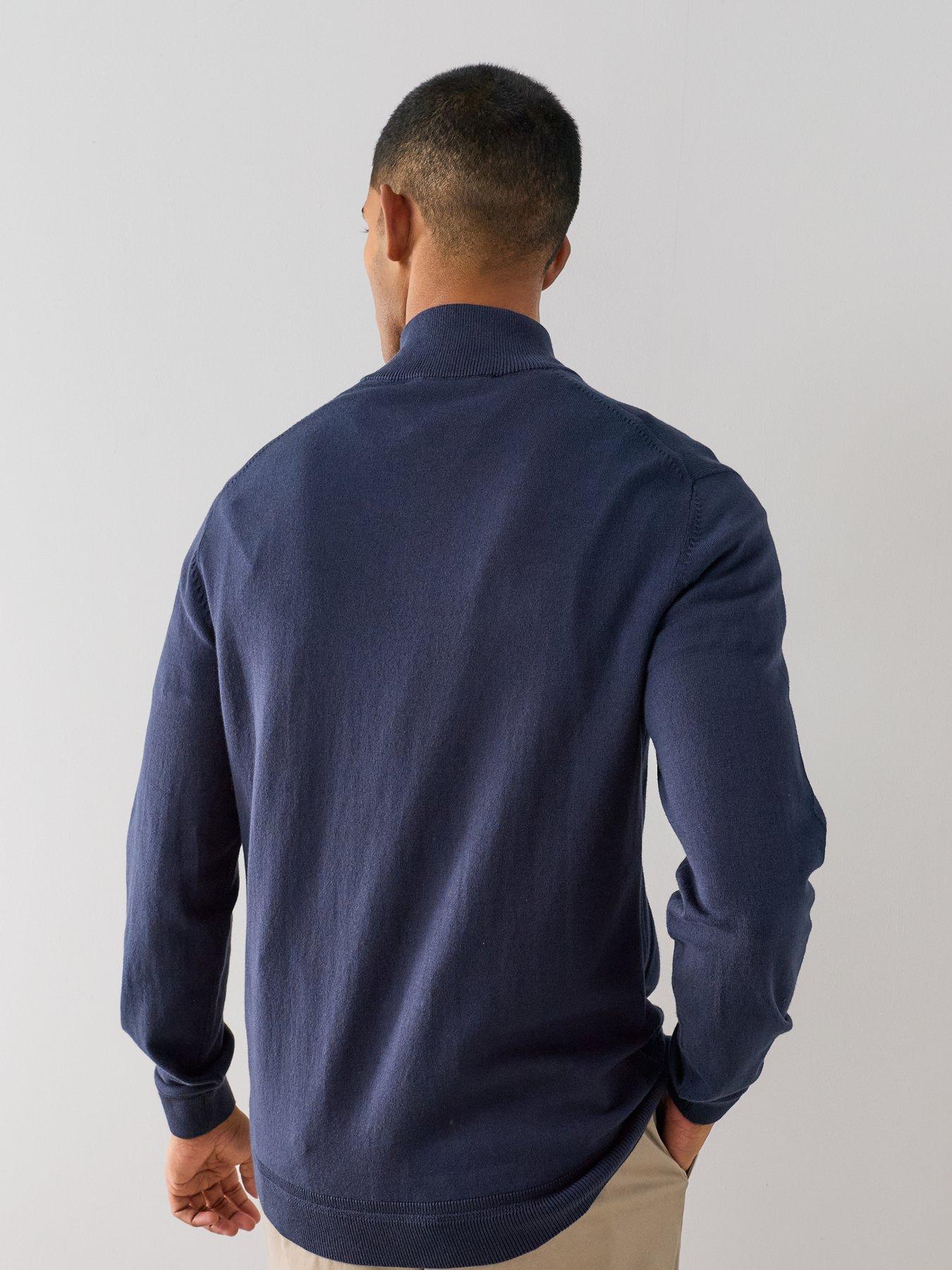 Image 2 of 7 of The Very Collection Cotton Rich 1/4 Zip Jumper - Navy