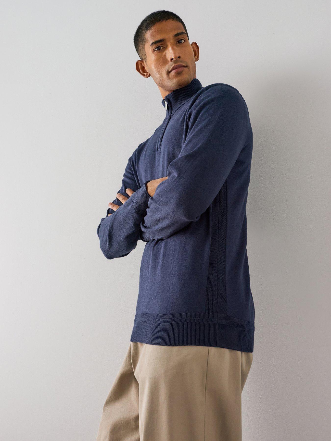 Image 5 of 7 of The Very Collection Cotton Rich 1/4 Zip Jumper - Navy