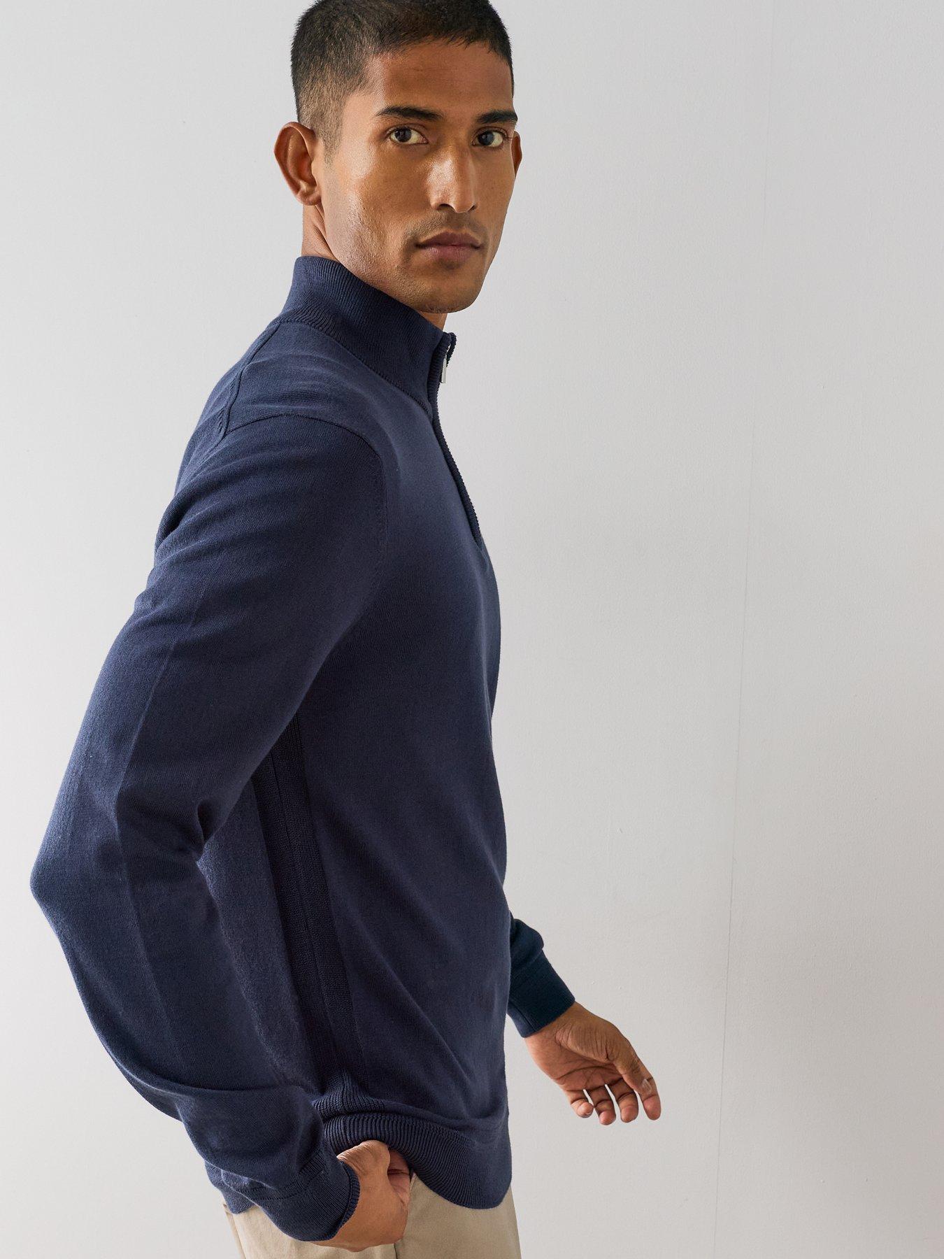 Image 6 of 7 of The Very Collection Cotton Rich 1/4 Zip Jumper - Navy