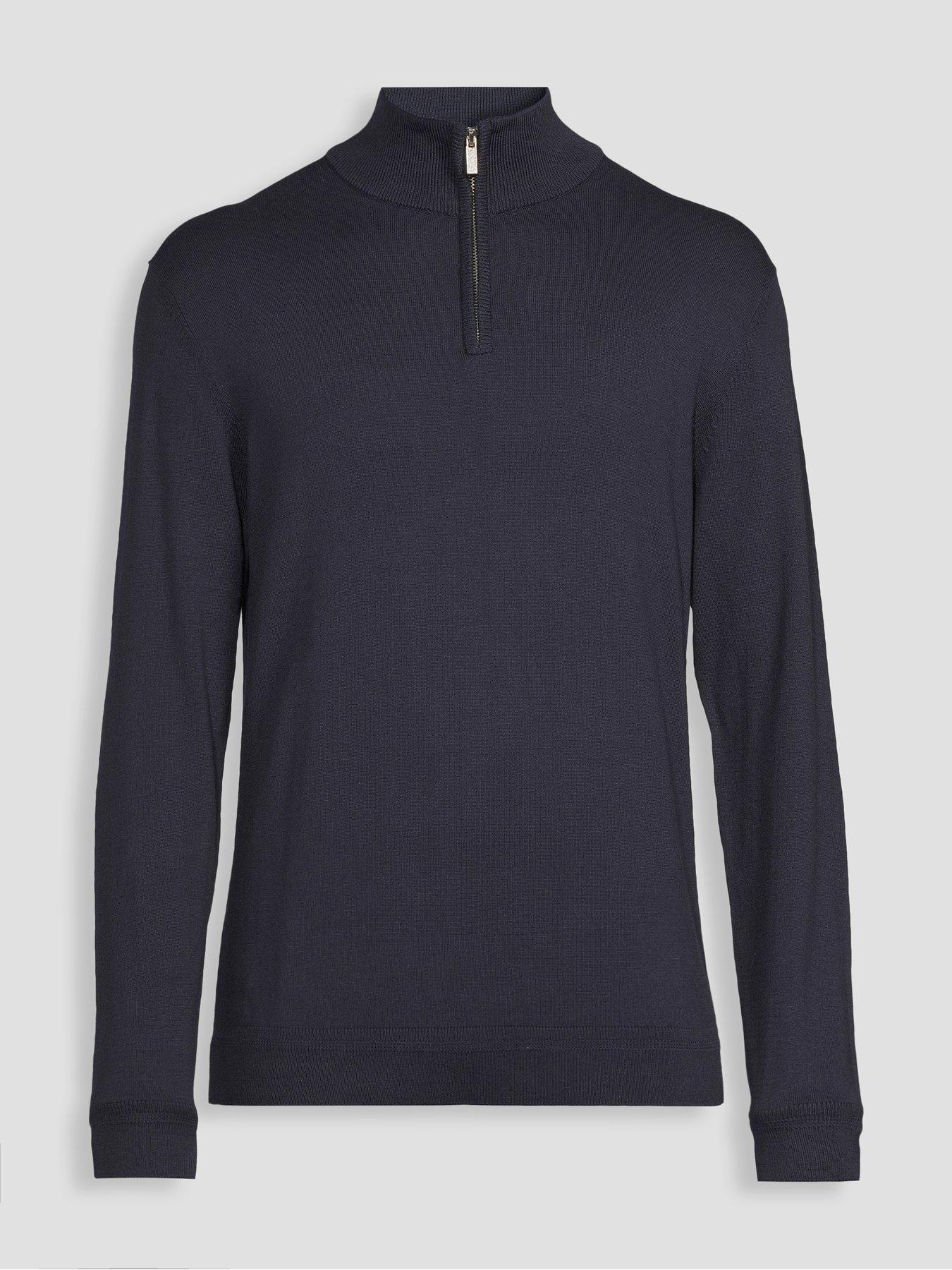 Image 7 of 7 of The Very Collection Cotton Rich 1/4 Zip Jumper - Navy