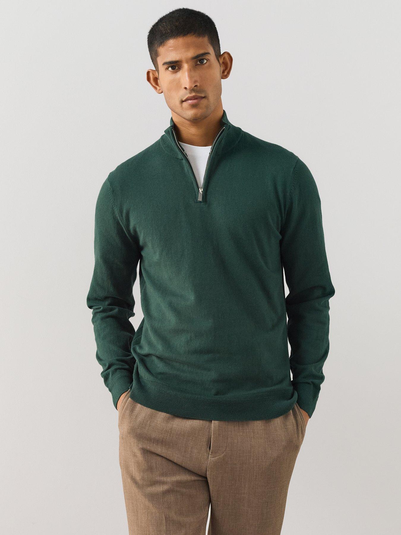 The Very Collection Cotton Rich 1/4 Zip Jumper - Green
