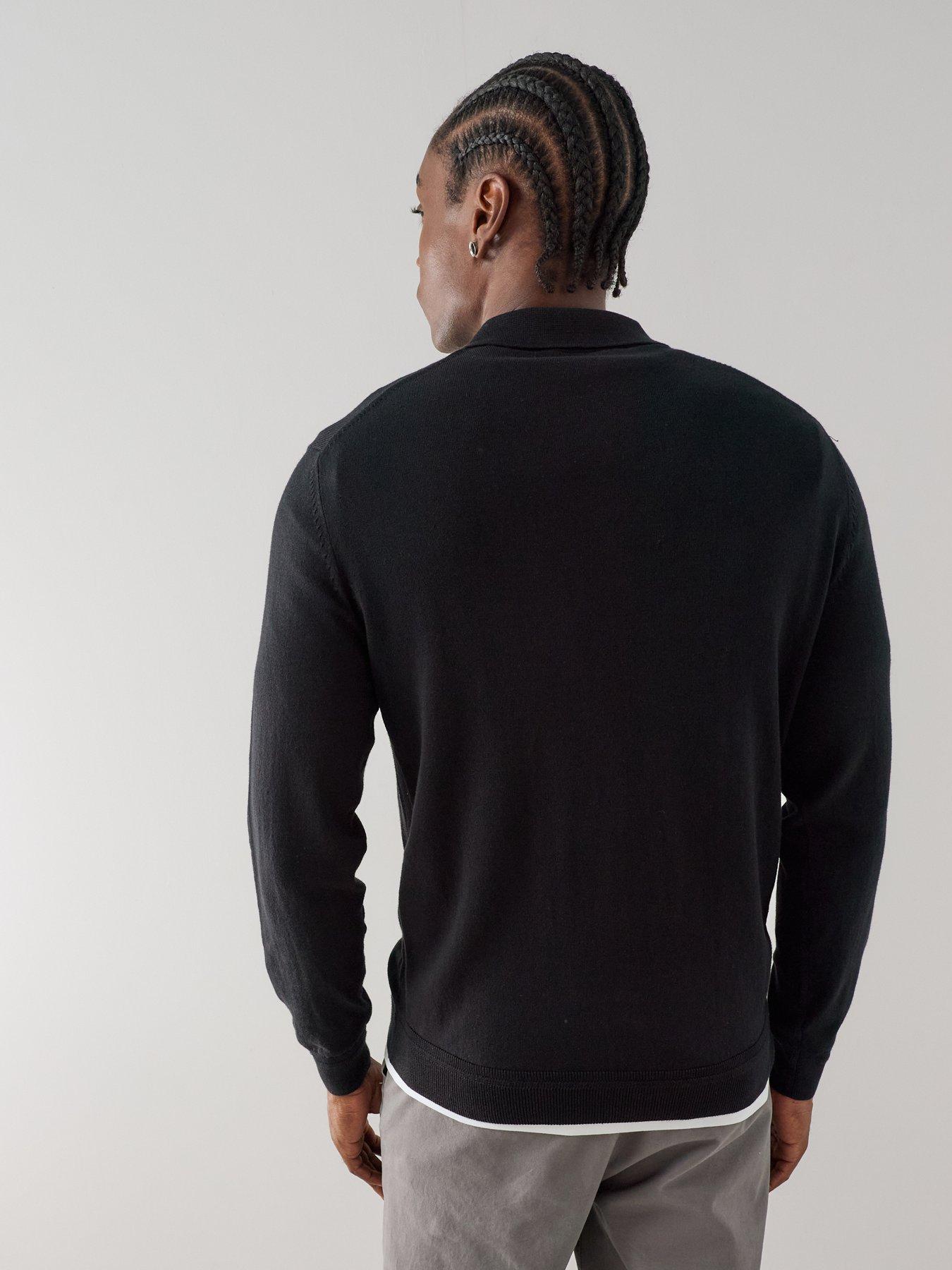 Image 2 of 7 of The Very Collection Cotton Rich Long Sleeve Polo Jumper - Black