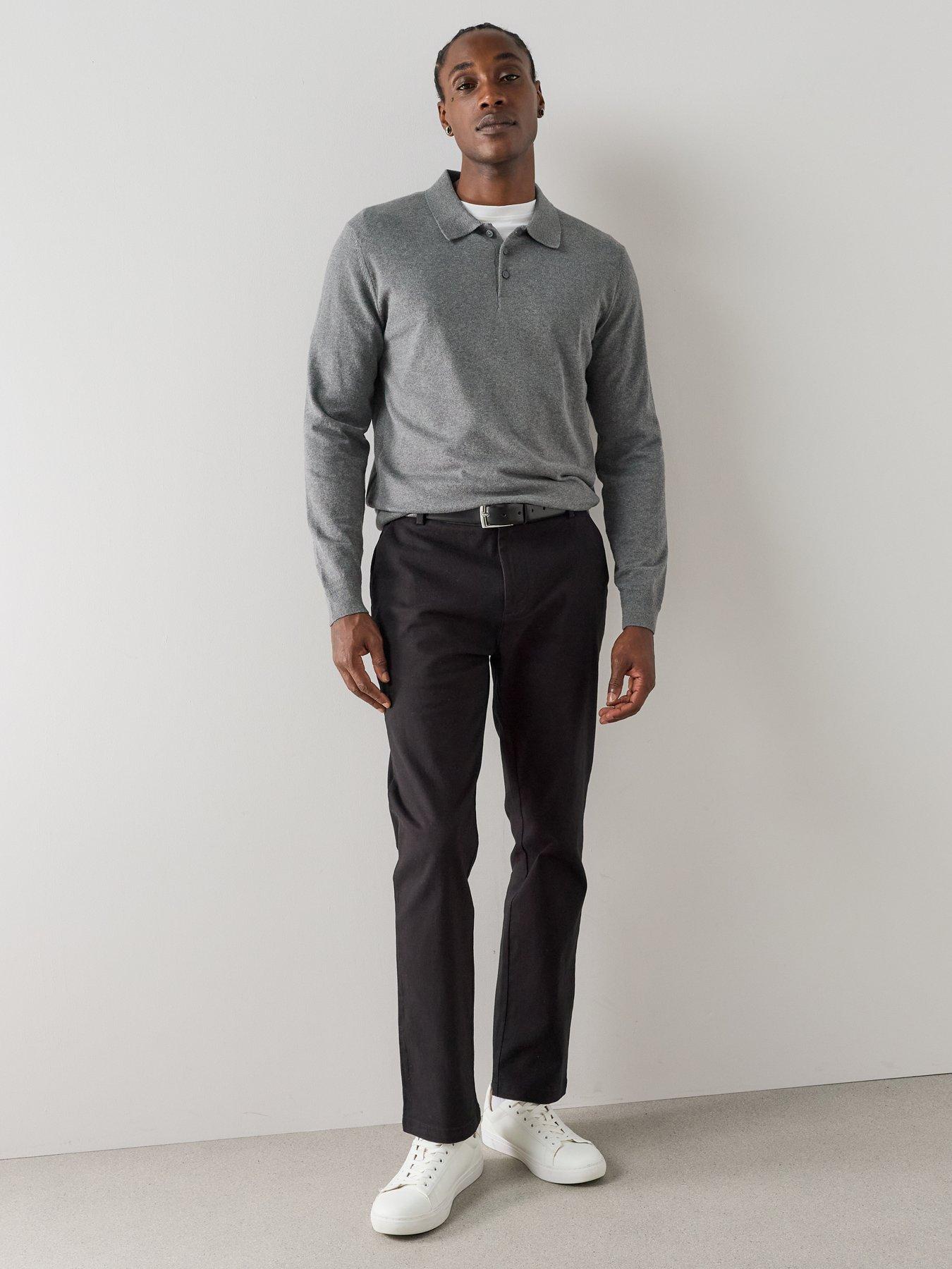 Image 3 of 7 of The Very Collection Cotton Rich Long Sleeve Polo Jumper - Charcoal