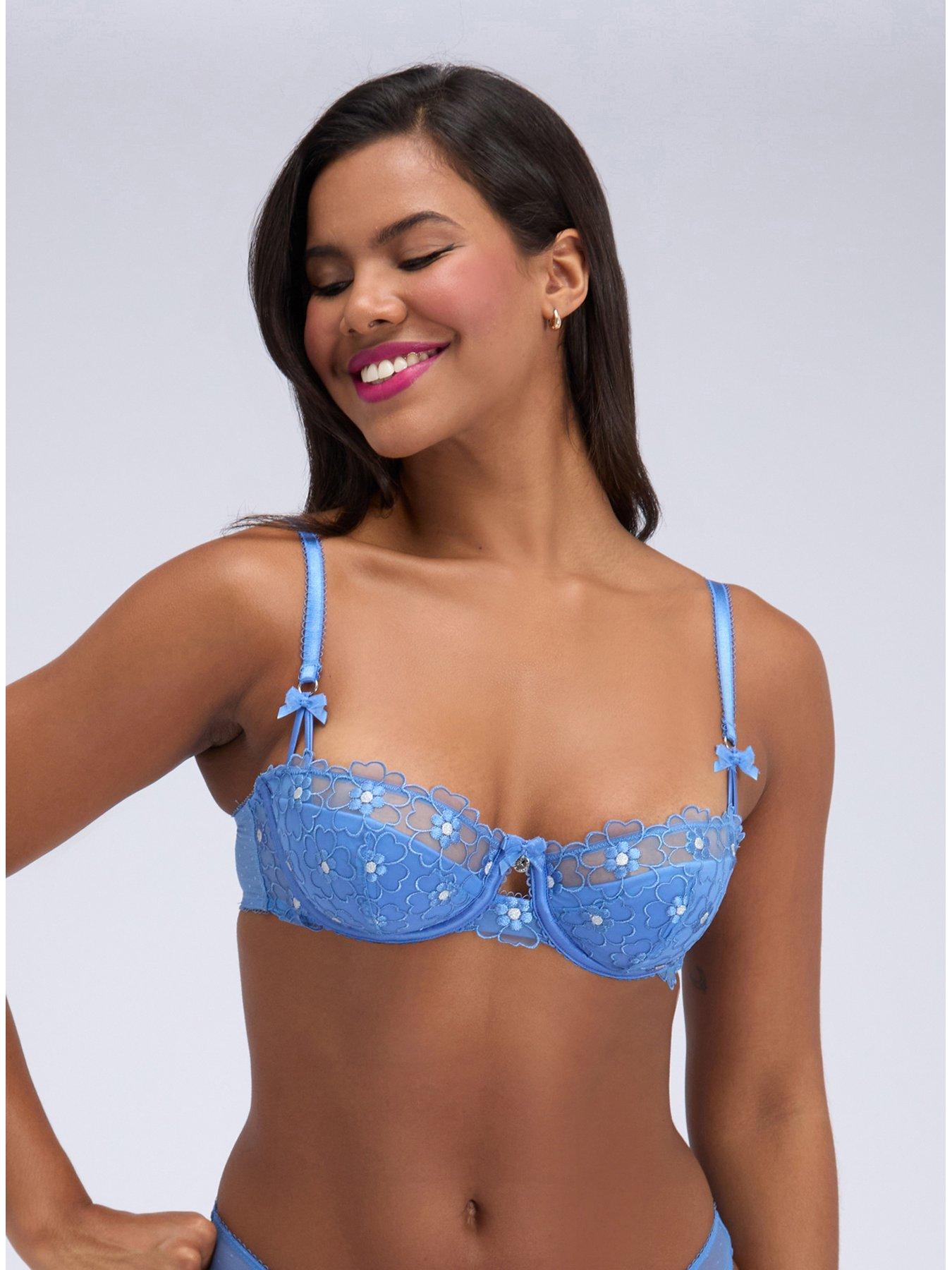 Image 5 of 6 of Boux Avenue Evangeline Embroidered Balconette Bra - Cornflower