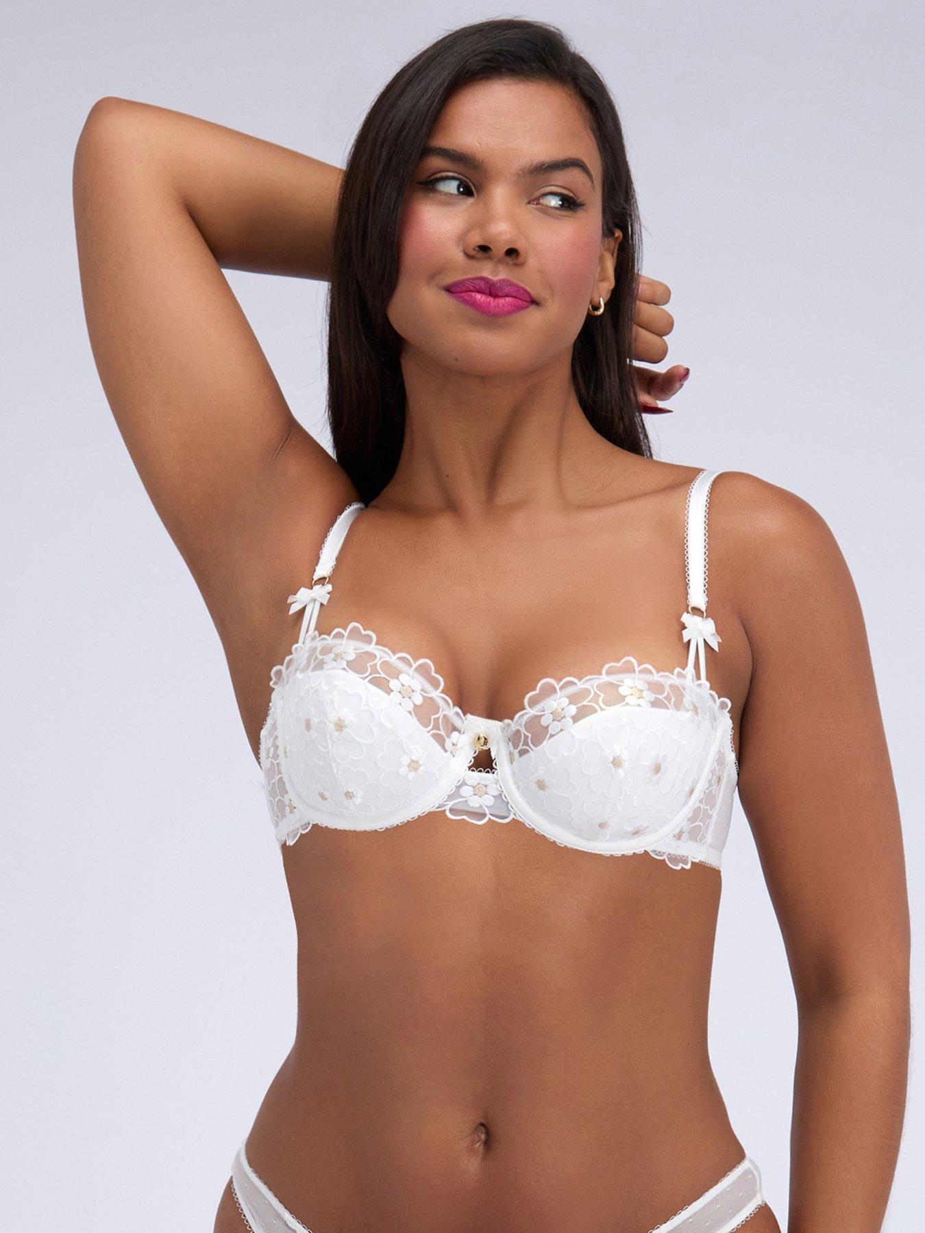 Boux Avenue Evangeline Embroidered Balconette Bra - White