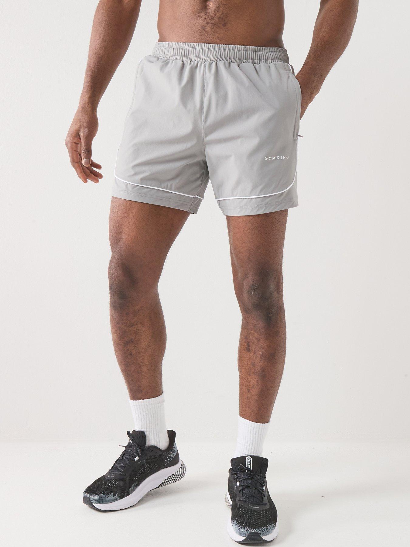 Gym King Mens Core Piped Training Shorts - Grey