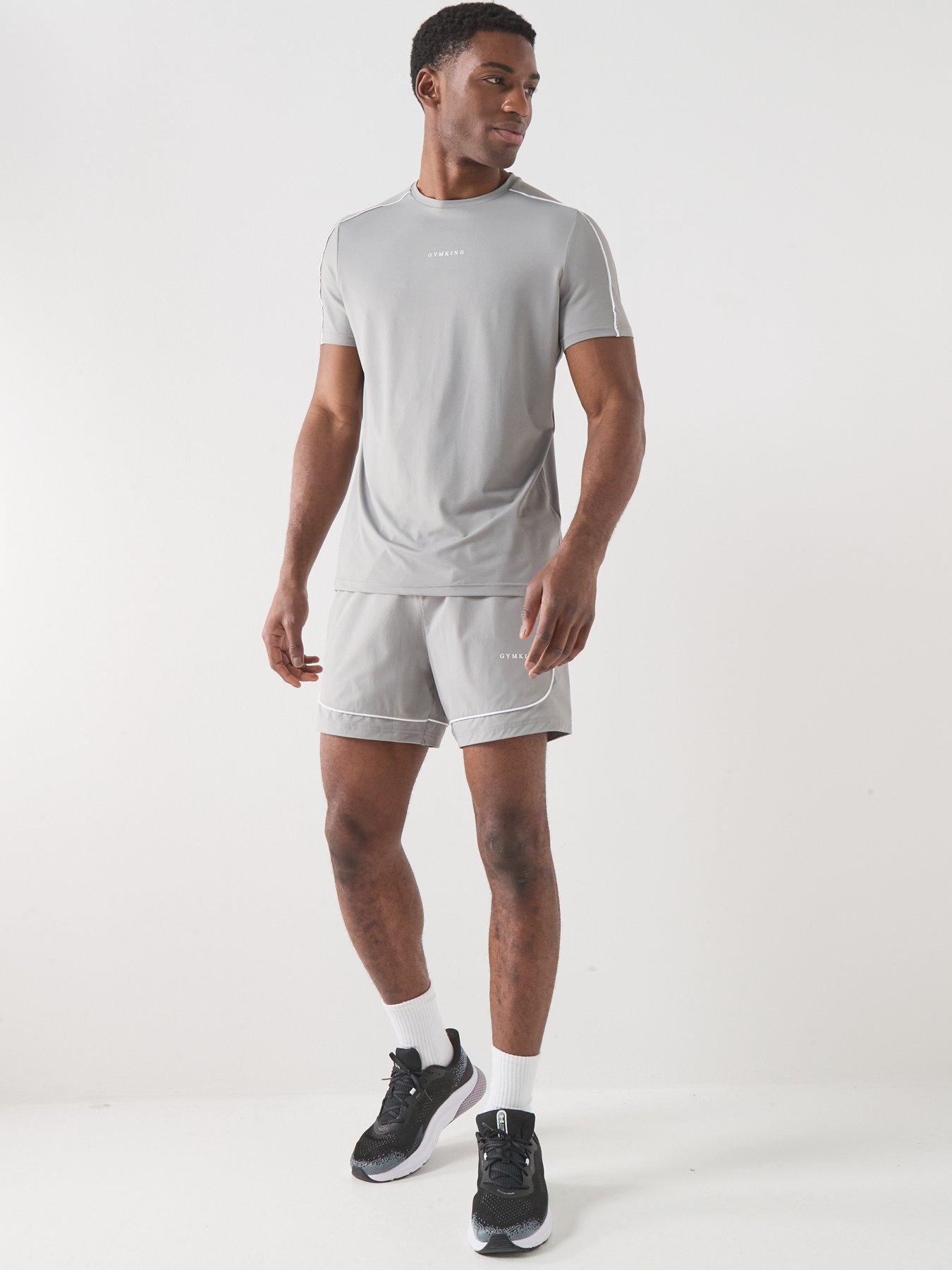 Image 3 of 5 of Gym King Mens Core Piped Training Shorts - Grey