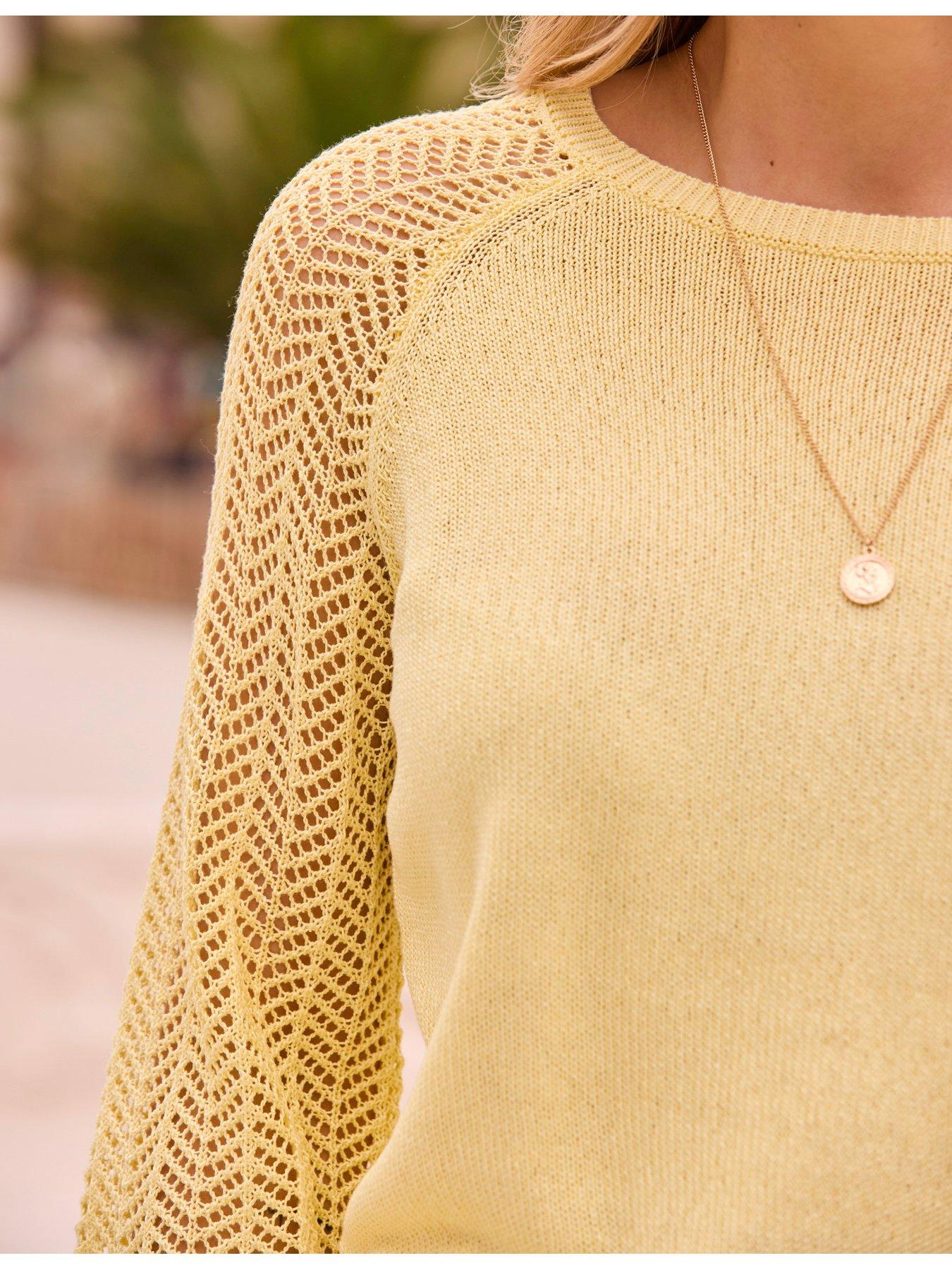 Image 5 of 5 of Sosandar Pointelle Sleeve Jumper - Yellow